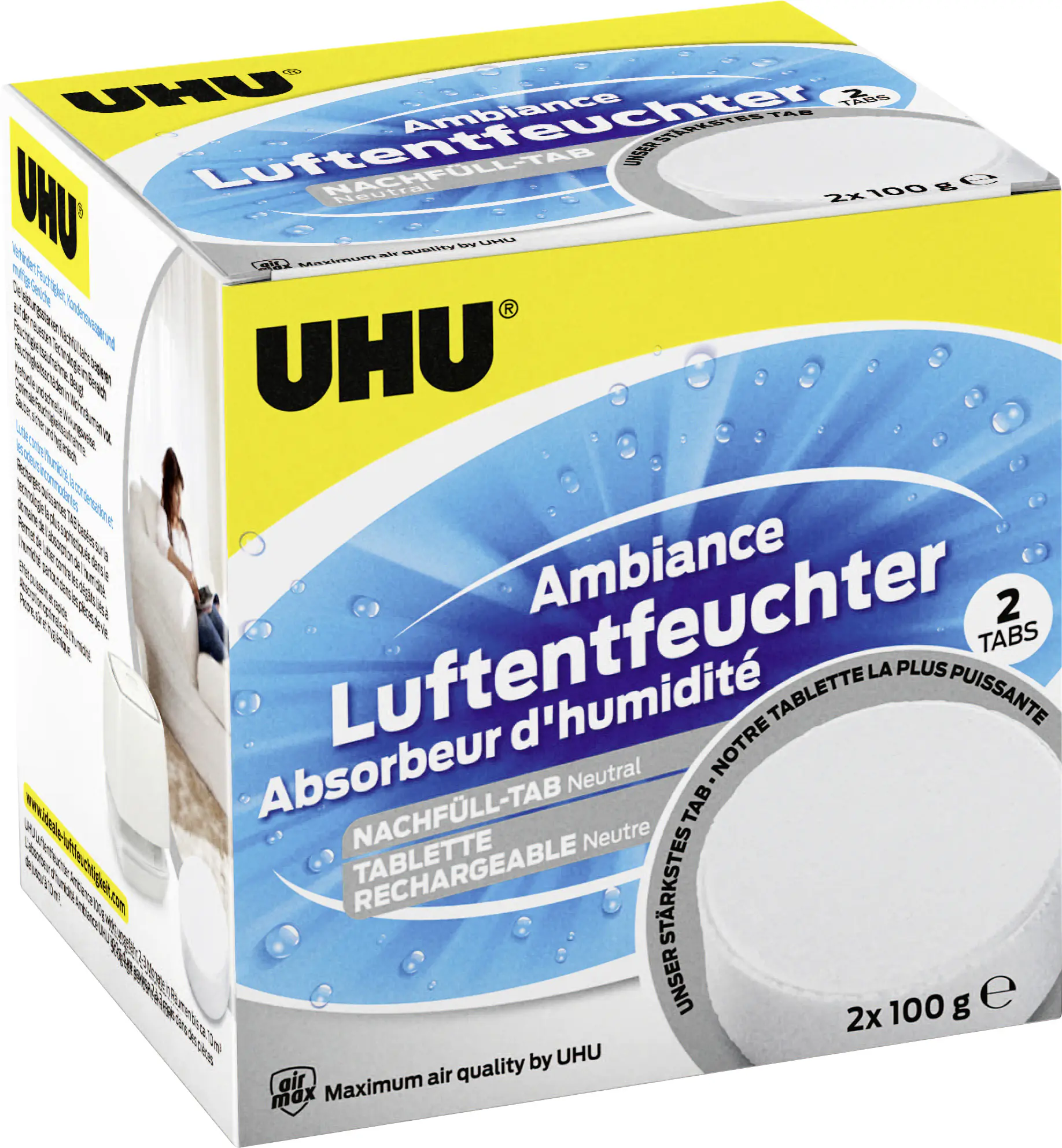 UHU Luftentfeuchter Nachfülltabs neutral, 2 x 100 g