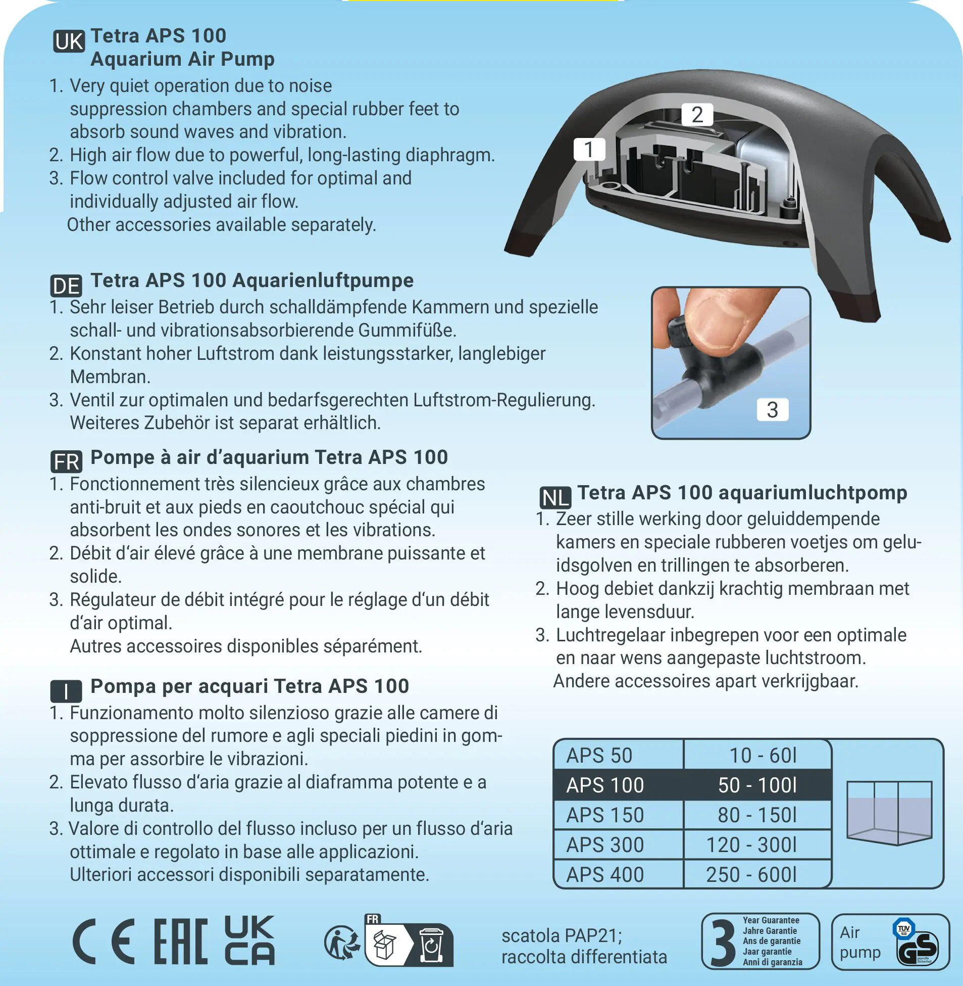 Tetra Aquarienluftpumpe APS 100 anthrazit