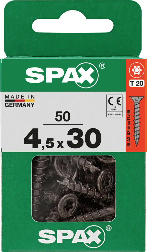 Spax Universalschrauben 4,5 x 30 mm T20 Vollgewinde - 50 Stk. 