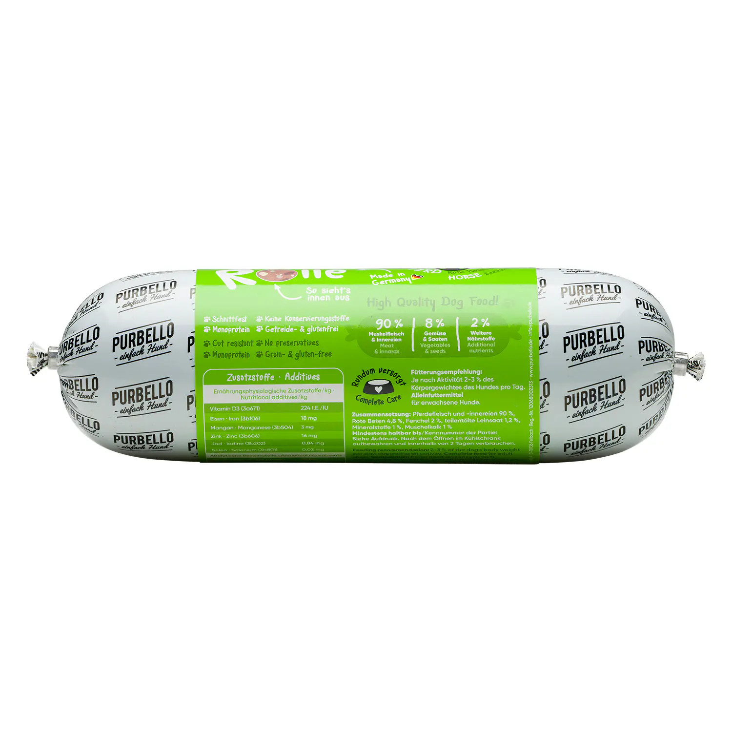 Purbello Hundefutter Rolle Adult getreidefrei 800 g Pferd