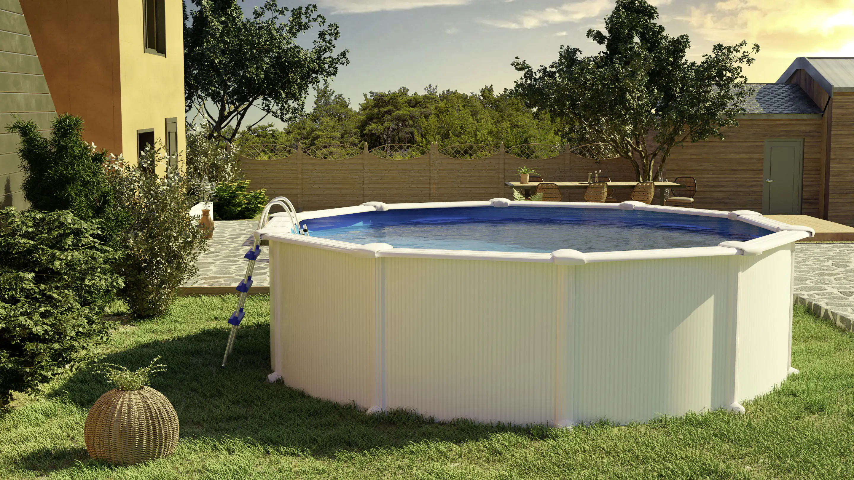 Gre Stahlwandpool Fidji rund Ø 460 x 120 cm weiß Gre Stahlwandpool Fidji rund Ø 460 x 120 cm weiß