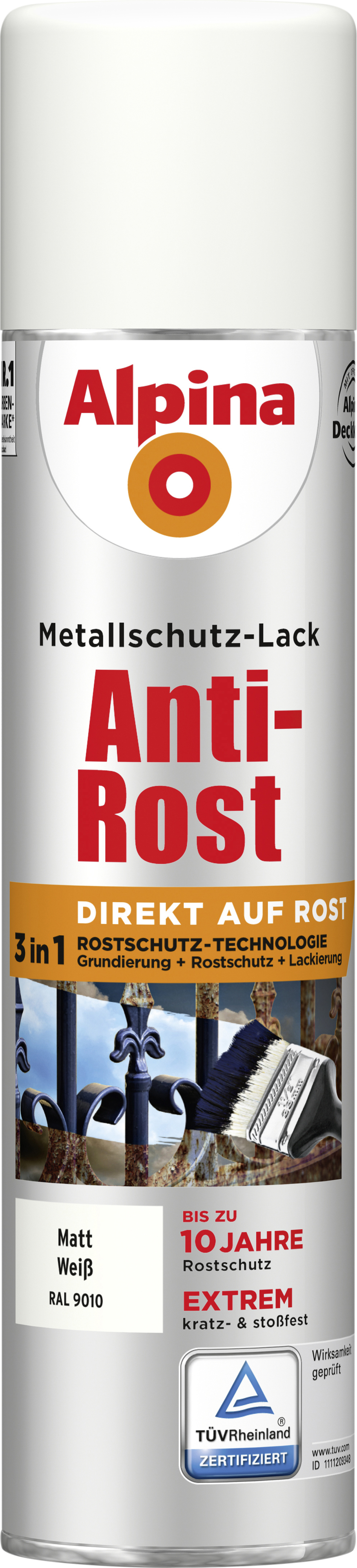 Alpina Sprühmetallschutz-Lack Anti Rost 400 ml weiß matt
