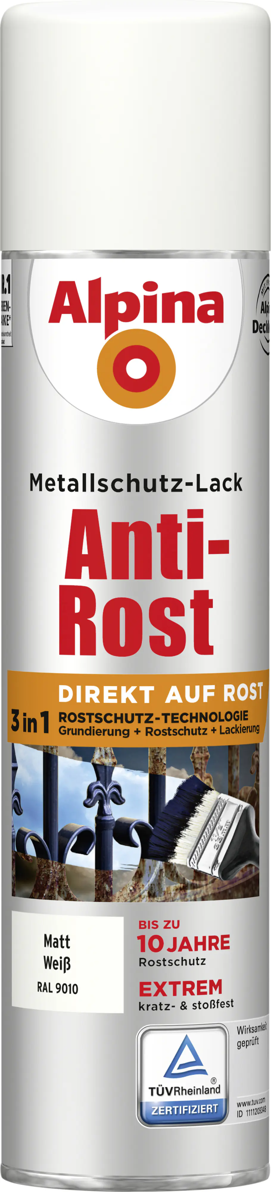 Alpina Sprühmetallschutz-Lack Anti Rost 400 ml weiß matt