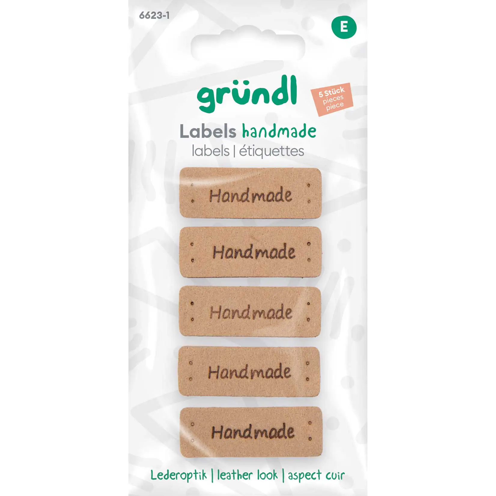 Gründl Labels Handmade in Lederoptik braun 5 Stück