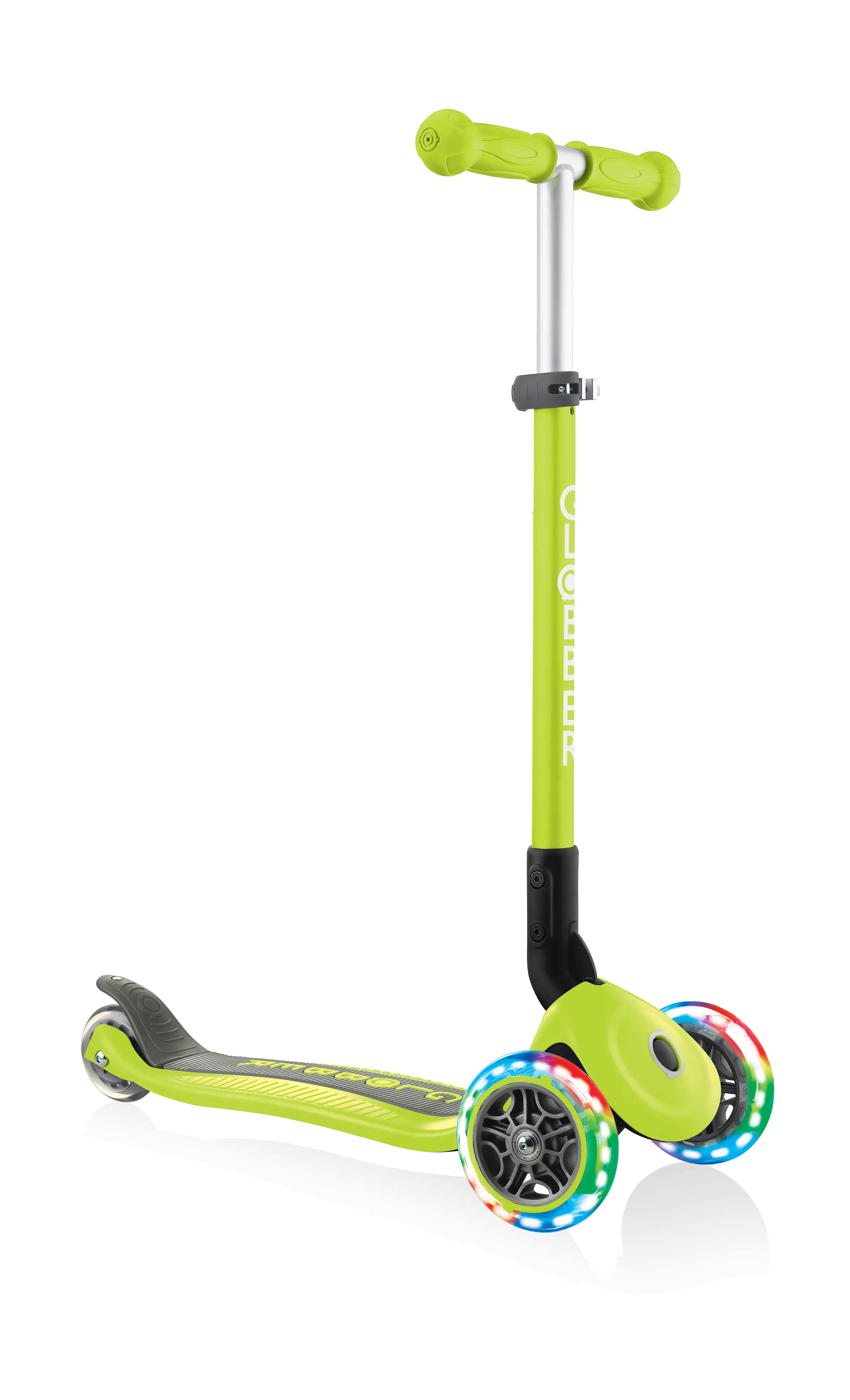 Globber Scooter Primo Foldable lime grün mit Leuchtrollen