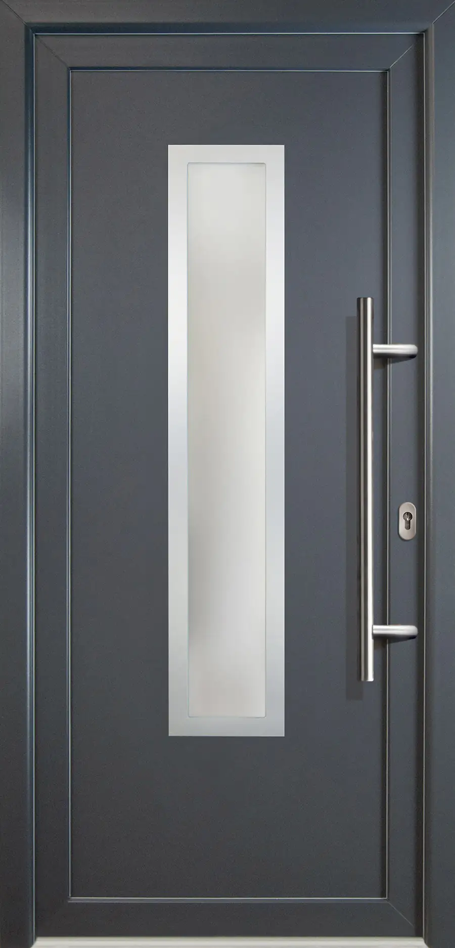 4060691161448 Meeth Haustür Signum PVC Exclusiv PVC Modell 32 108 x 208 cm, DIN rechts, weiß/titan