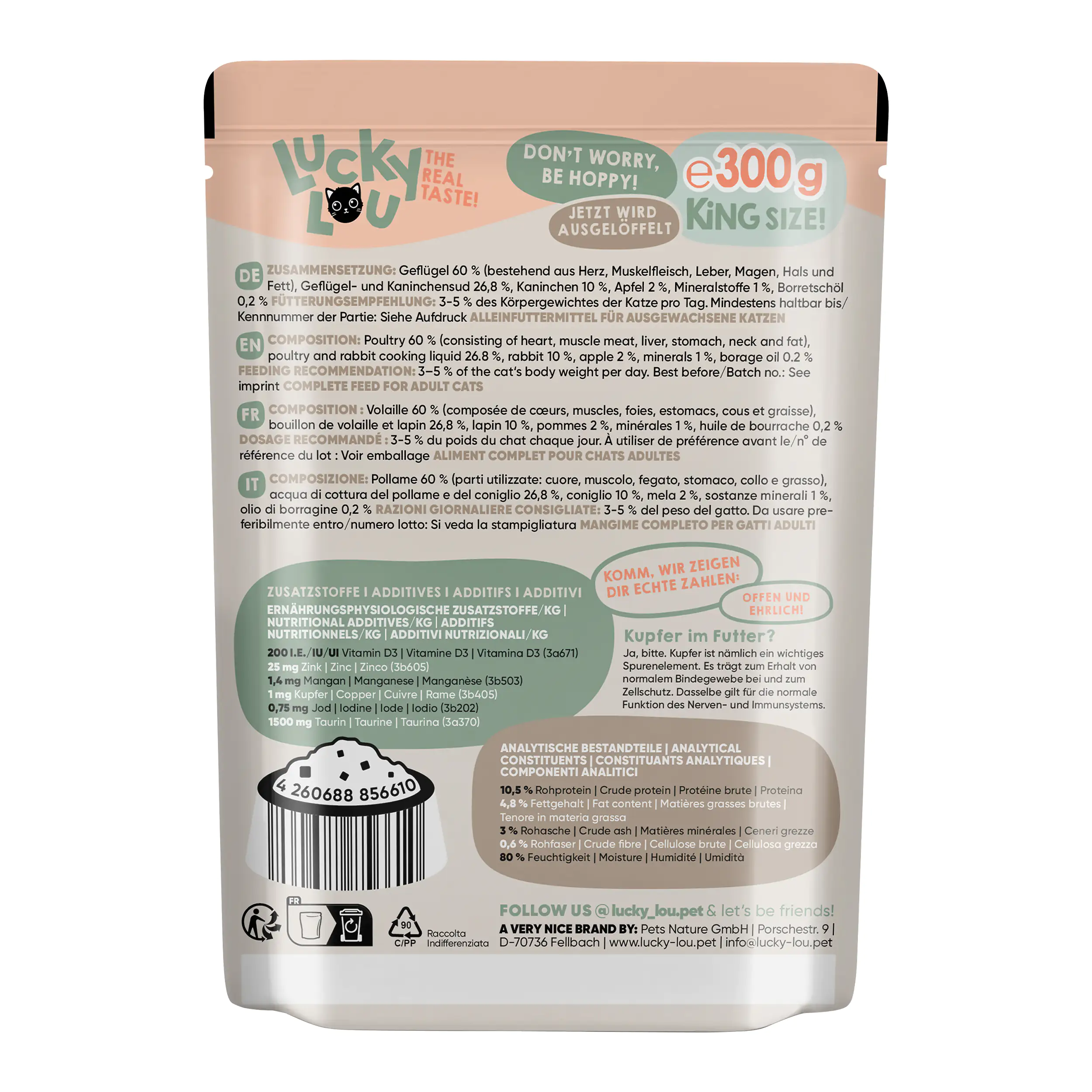 Lucky Lou Katzenfutter Geflügel und Kaninchen 300 g Lucky Lou Katzenfutter Geflügel und Kaninchen 300 g