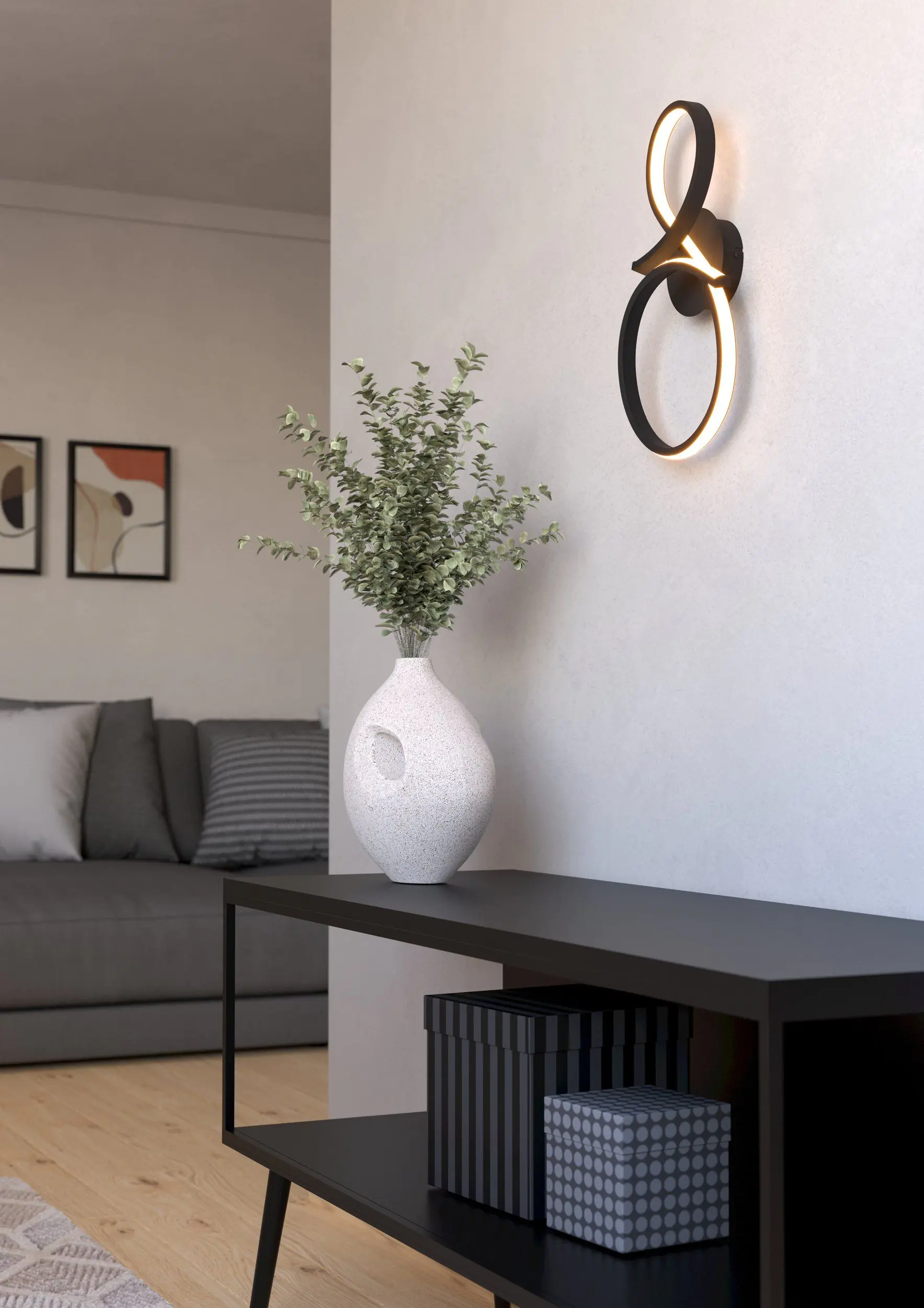 Eglo LED Wandleuchte Serpins schwarz 40 x 20,5 cm