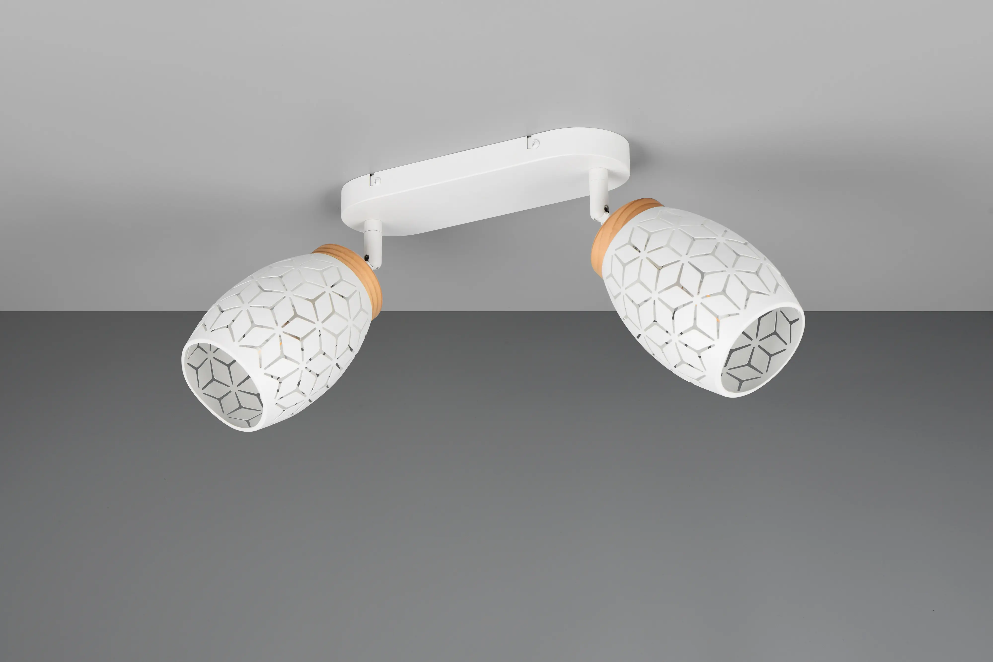 Trio LED-Deckenlampe 2er Spot Bidar 27 x 28 cm weiß matt/natur