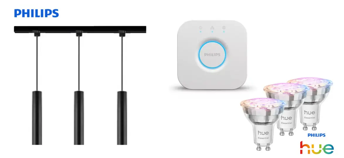 Philips Pendelleuchte 3er Spot Paxie Easy Link + Smart-Home Hue Bridge schwarz 157 cm warmweiß-kaltweiß RGB Philips Pendelleuchte 3er Spot Paxie Easy Link + Smart-Home Hue Bridge schwarz 157 cm warmweiß-kaltweiß RGB