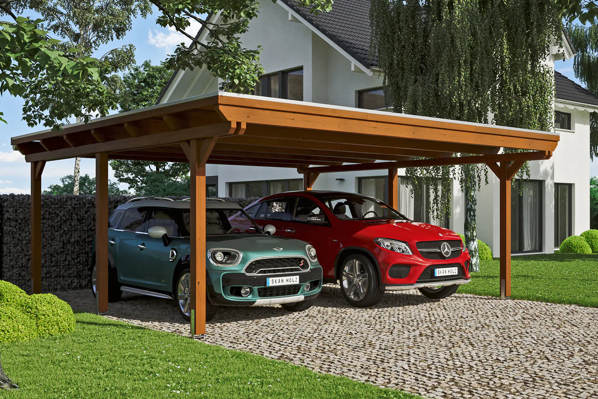 SKAN HOLZ Carport Emsland 613 x 604 cm mit Aluminiumdach