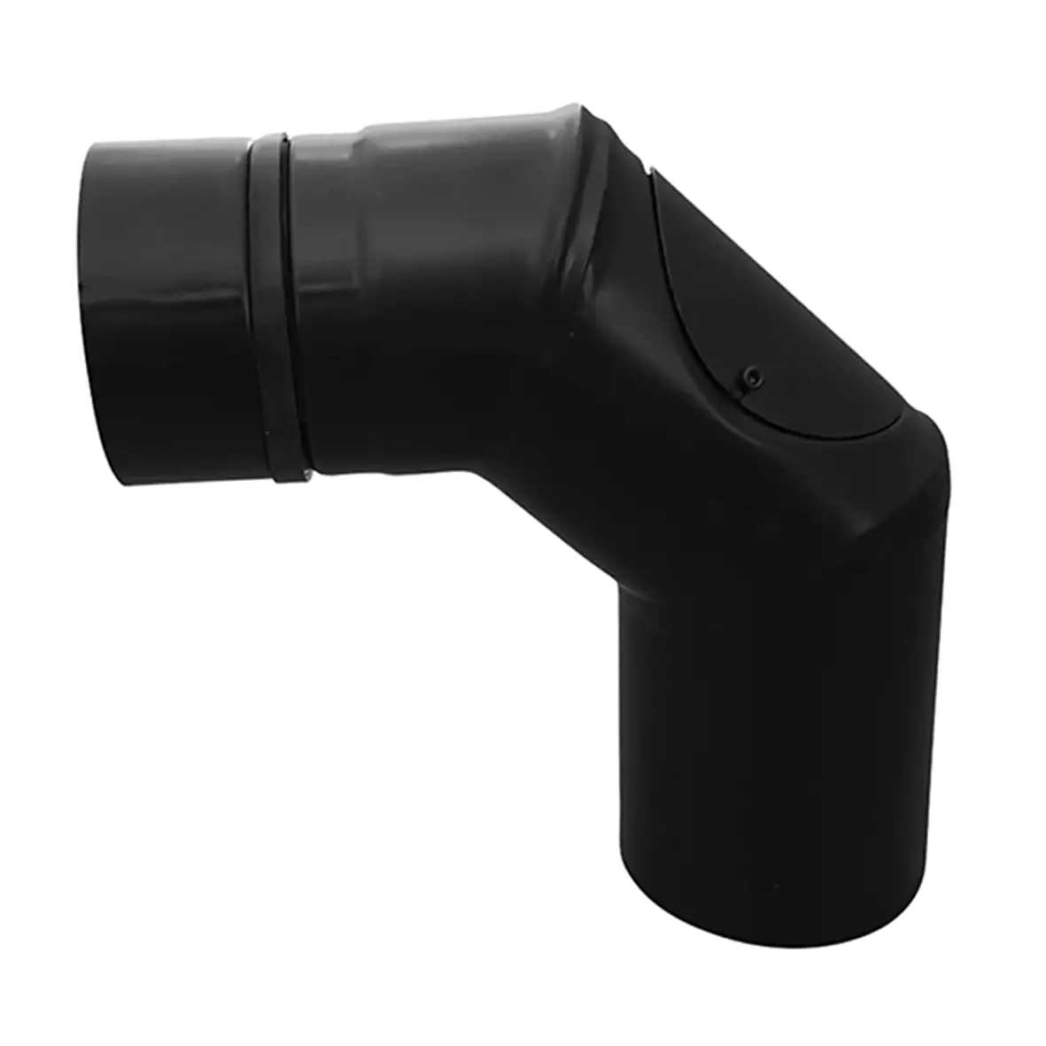 FireFix Pelletofenrohrbogen mit Reinigungstür schwarz