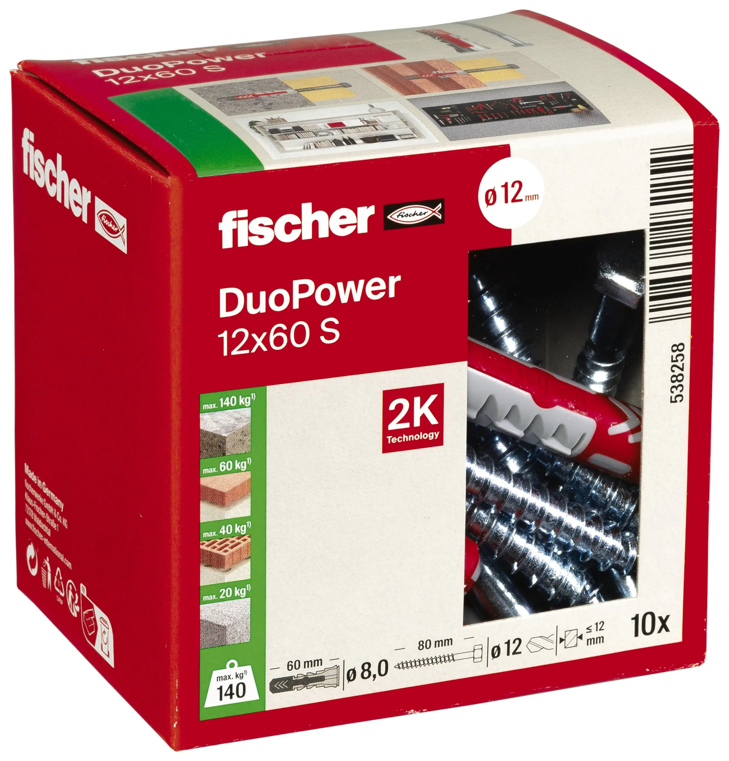 Fischer Dübel-Set Duopower 12.0 x 60 mm - 10 Stück Fischer Dübel-Set Duopower 12.0 x 60 mm - 10 Stück