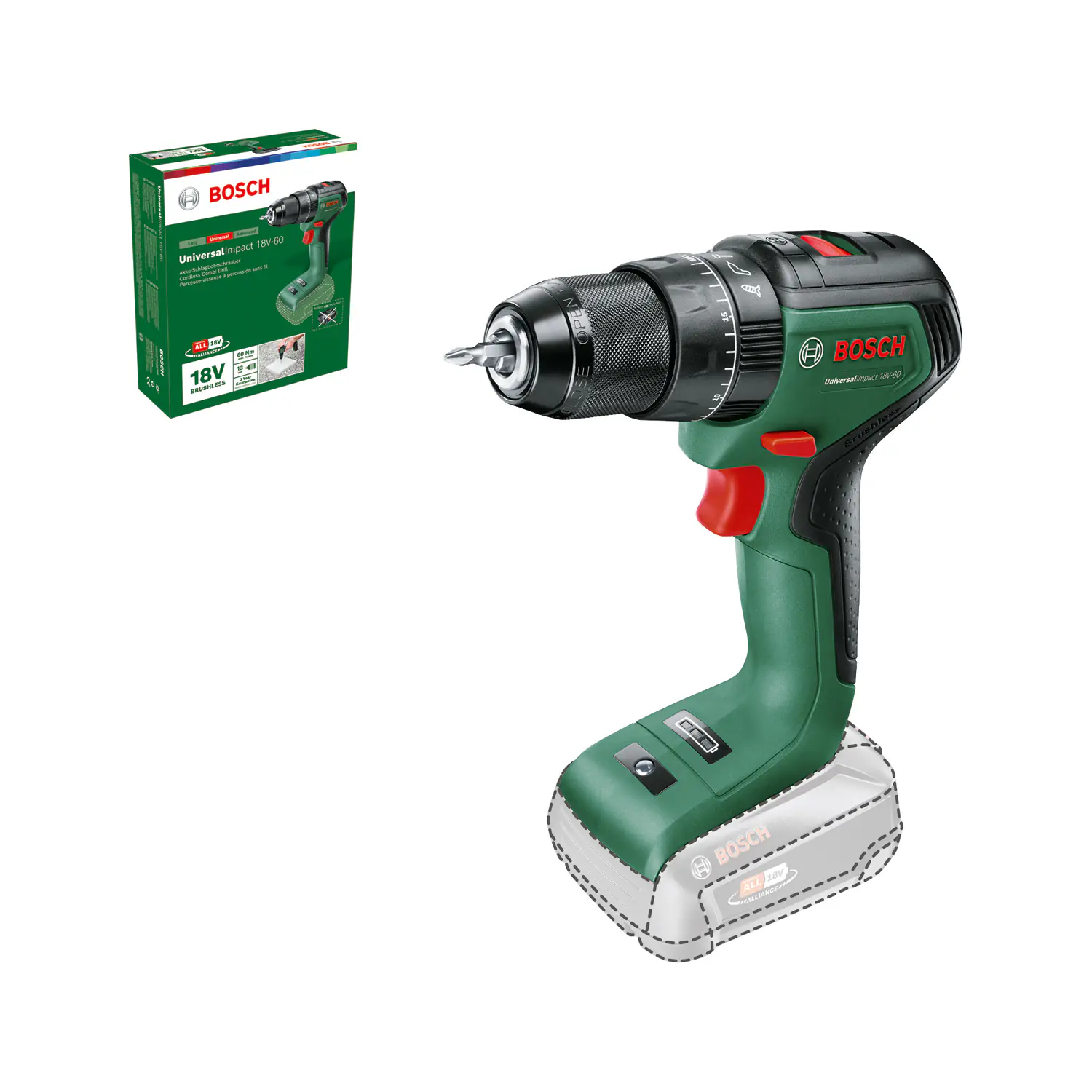 Bosch Akku-Schlagbohrmaschine UniversalImpact 18V-60 Solo Bosch Akku-Schlagbohrmaschine UniversalImpact 18V-60 Solo