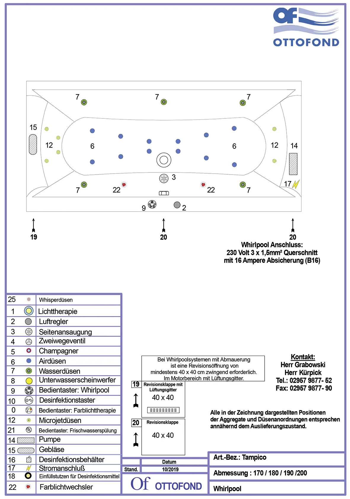 4005489136833_2388155 Ottofond Whirlpool Tampico 190 x 80 cm, weiß, mit 2 LED Farblichtwechslern