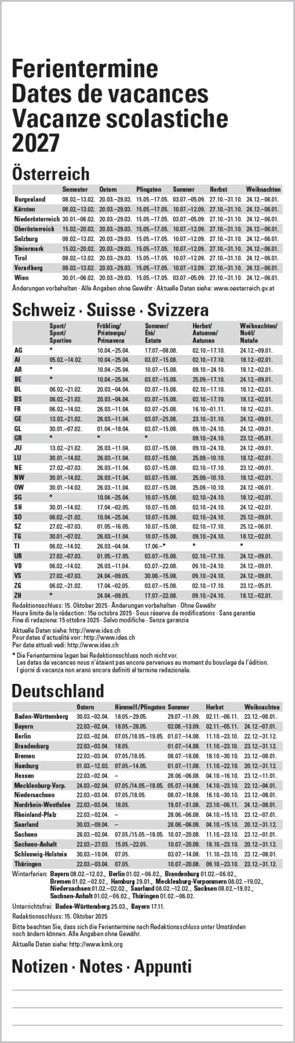 Korsch Kalender Streifenplaner Mini 2027 rot