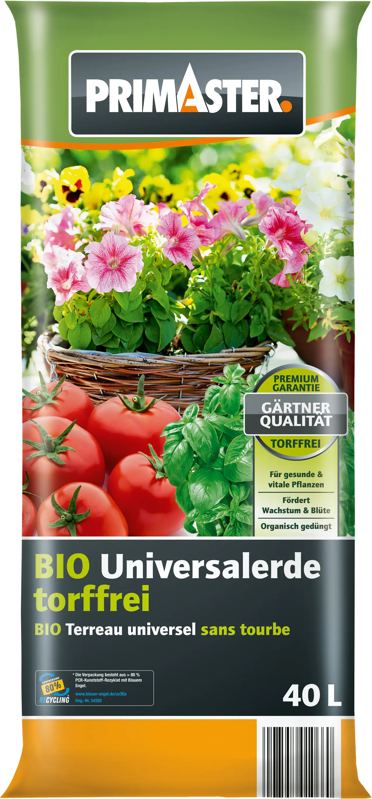 Primaster Bio Universalerde 40 L torffrei Primaster Bio Universalerde 40 L torffrei