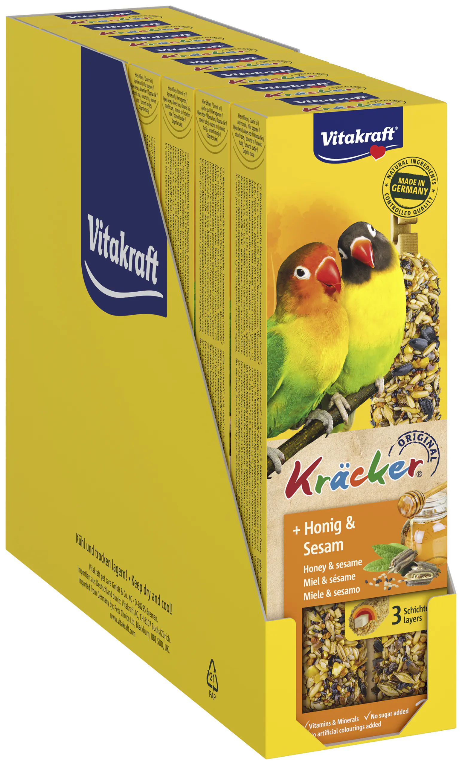 Vitakraft Kräcker für Papageien Honig & Sesam 8 x 2 Stück