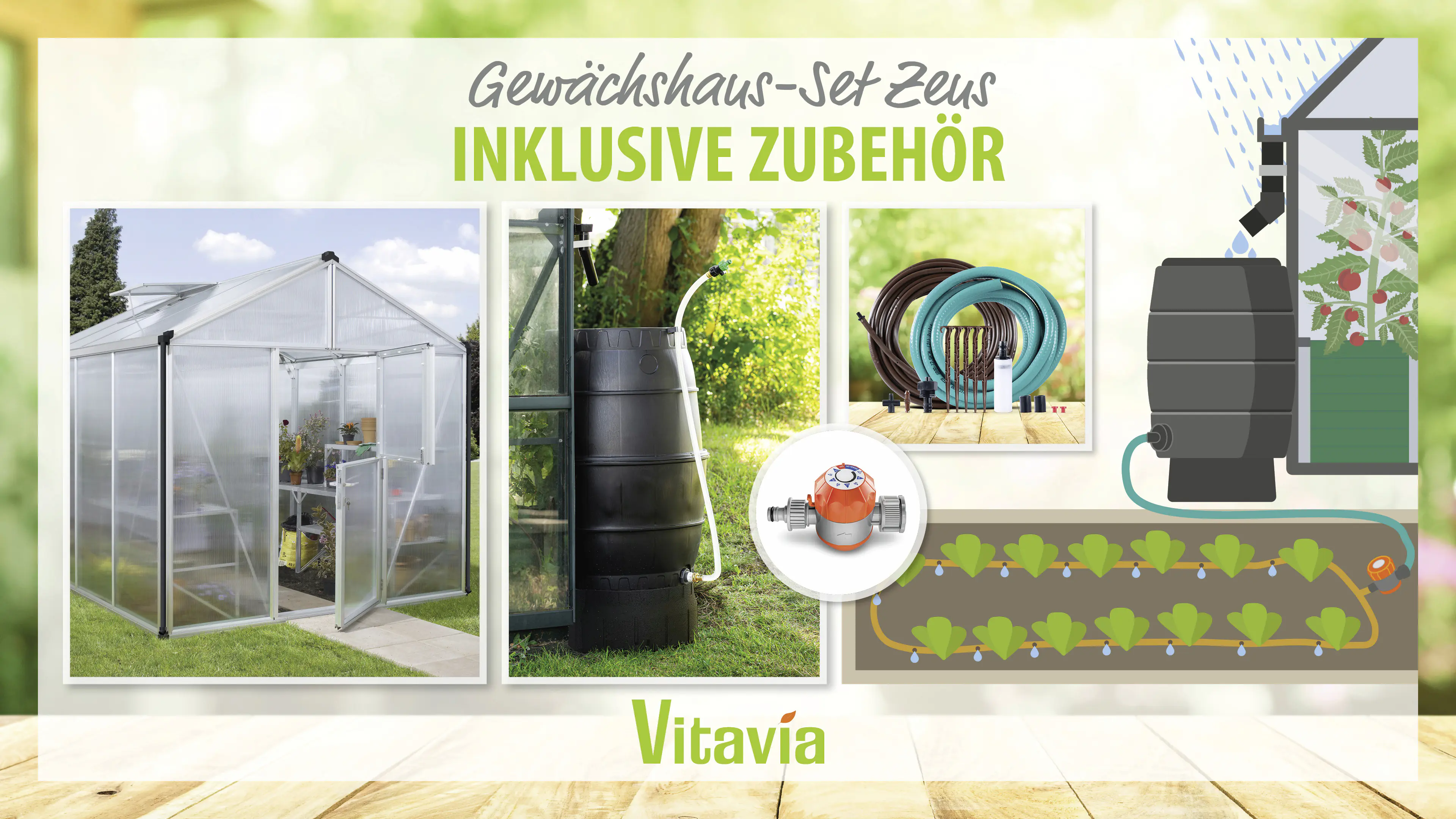 Vitavia Gewächshaus-Set Zeus 8100 HKP 16 mm alu 266 x 324 cm 