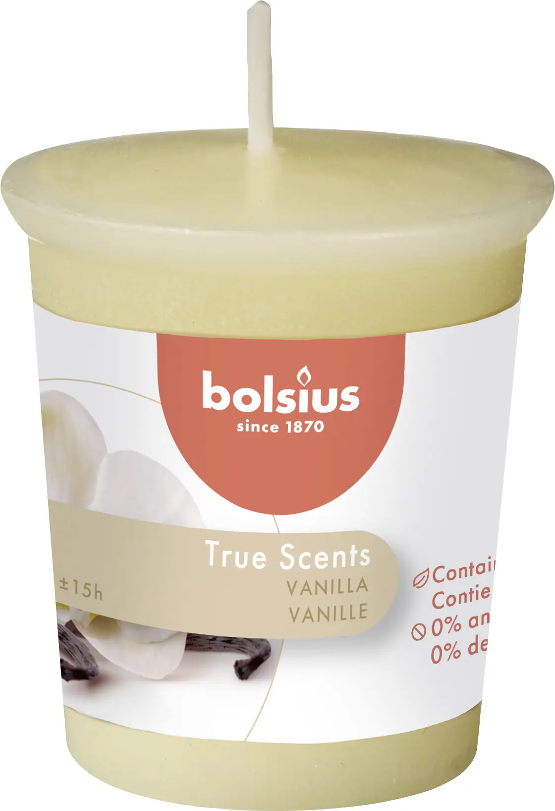 Bolsius Duftkerze Vanille, Höhe 5,3 cm, Ø 4,5 cm
