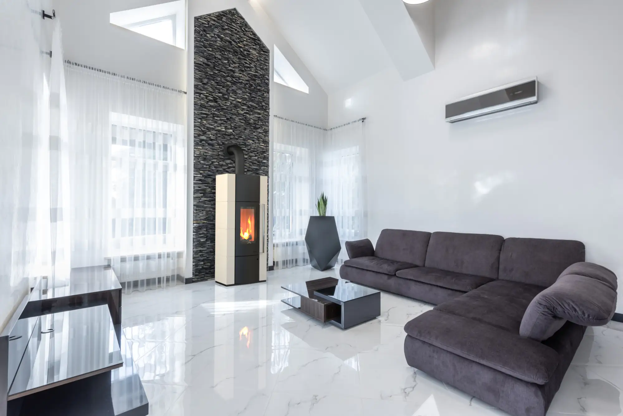 Thermia Kaminofen Alpha Plus Stahl creme weiß 6 kW