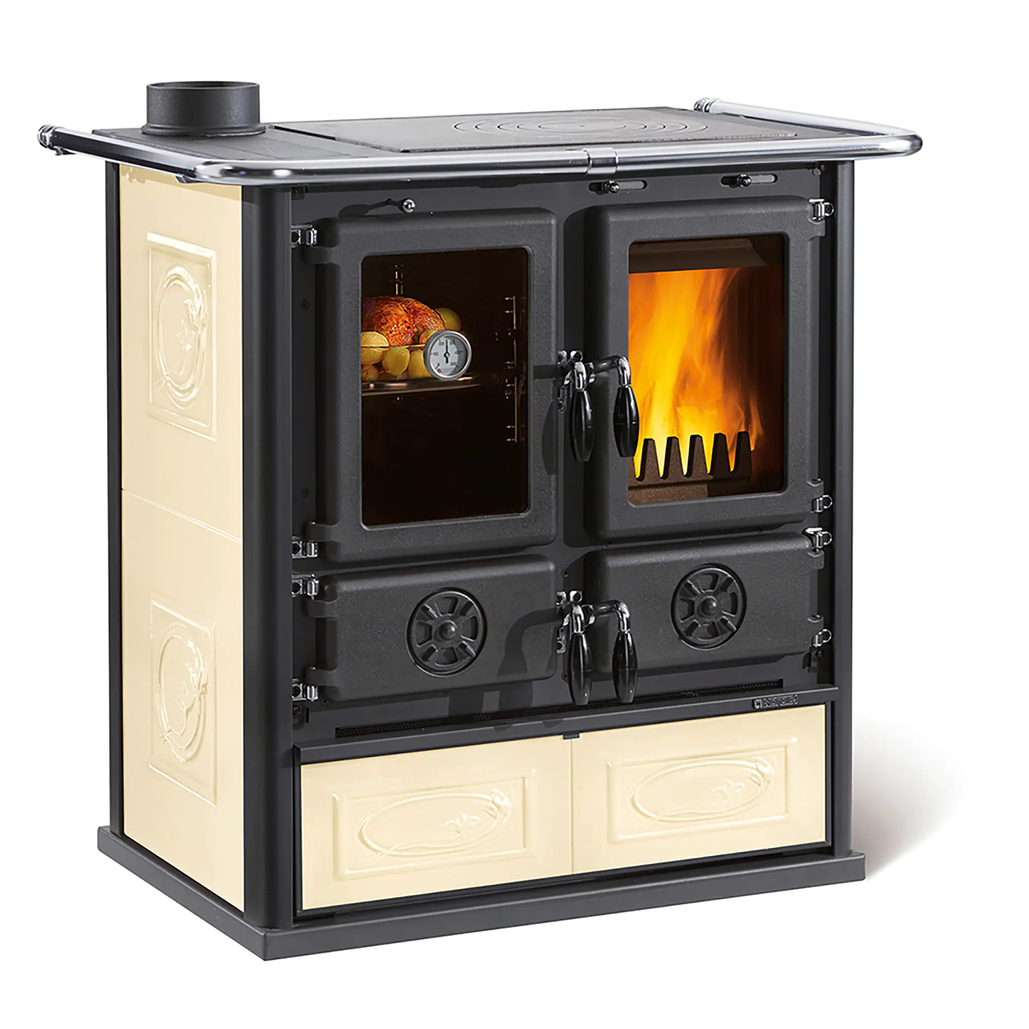 LaNordica Küchenherd ROSETTA Sinistra Kachelverkleidung panna 72 kW