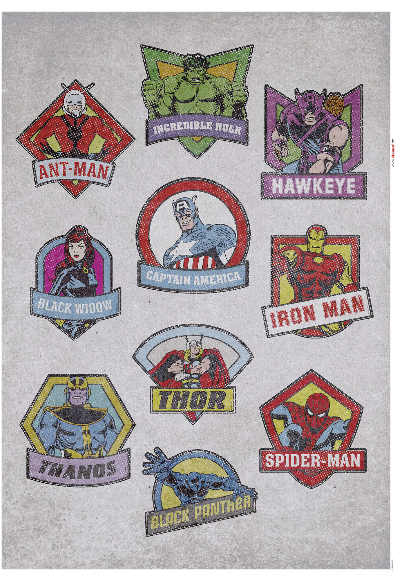 Komar Dekosticker Avengers Badges 50 x 70 cm Komar Dekosticker Avengers Badges 50 x 70 cm