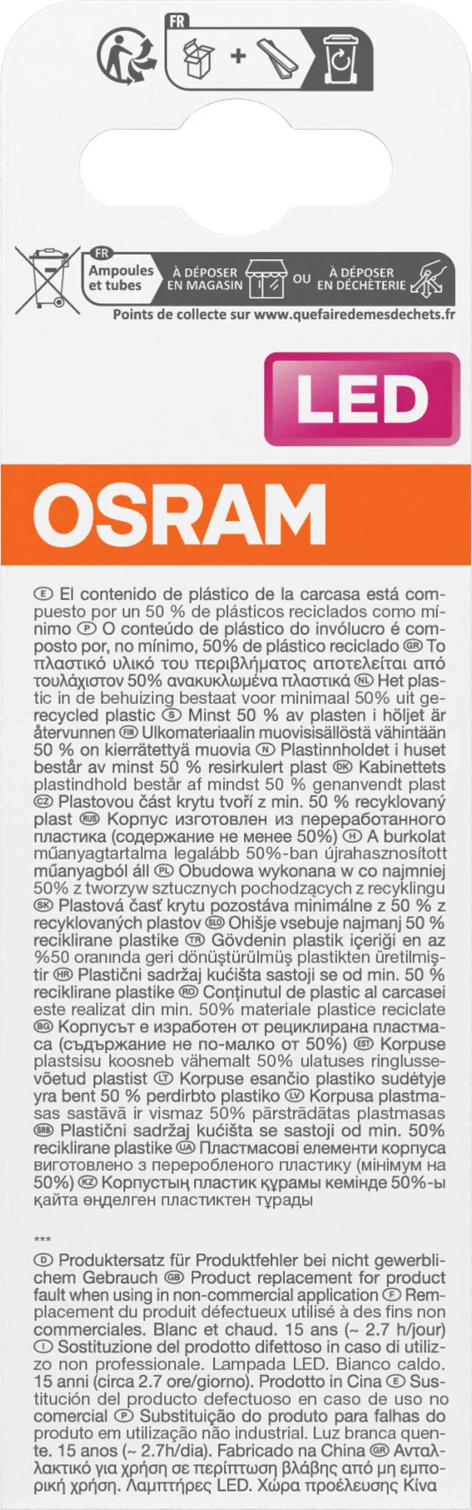 Osram LED Leuchtmittel Star Stick E14 9 W warmweiß, weiß matt