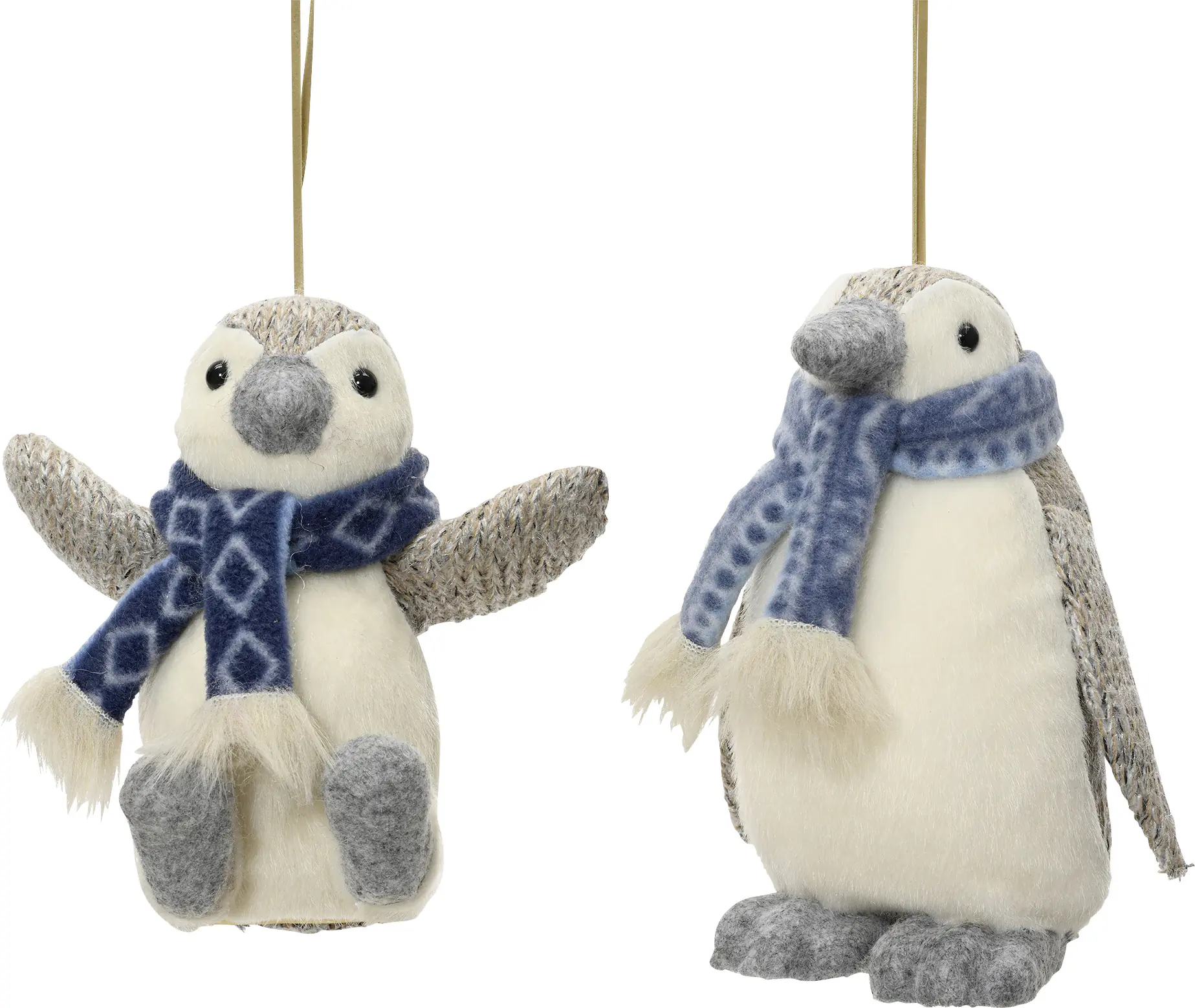 Decoris Weihnachtskugel aus Polyester Pinguin 16 cm 2-fach sortiert