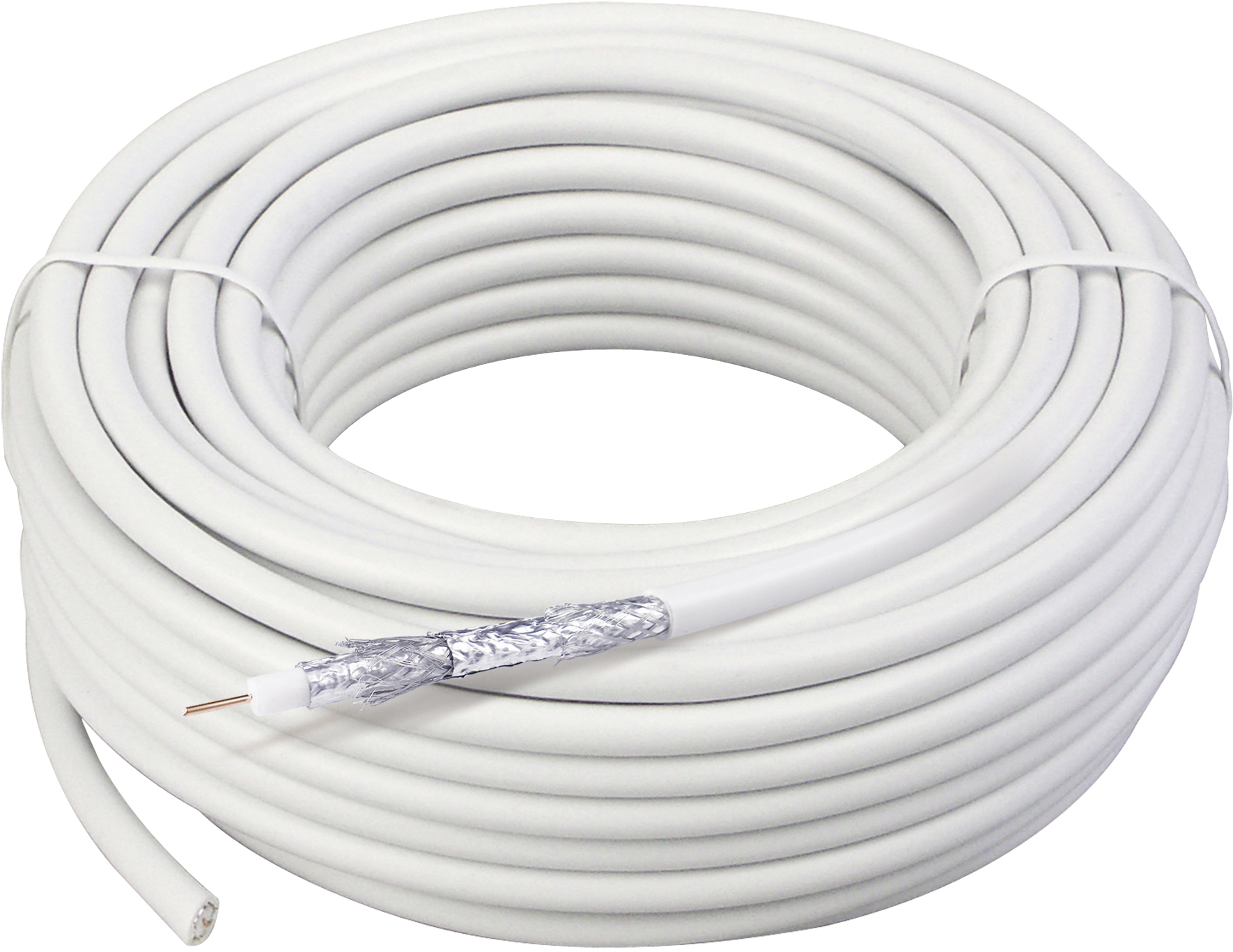 Schwaiger Koaxialkabel KOX11510 052 (115dB) weiß, 10,0m, 4-fach geschirmt, ohne F Stecker