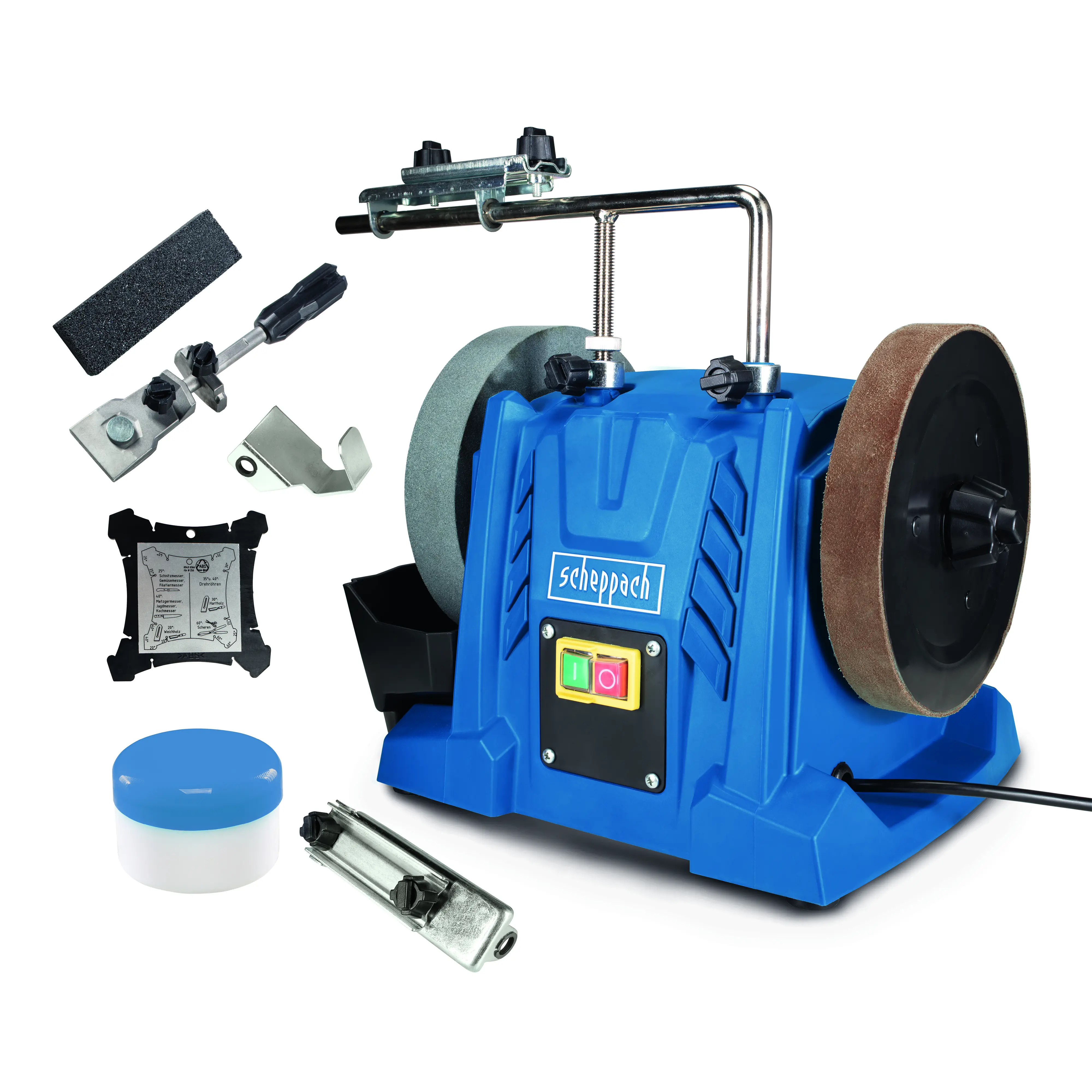 Scheppach Nass-Schleifsystem TIGER 5000S 150 W 120 U/min 200mm Korund-Schleifstein mit Messerschleifvorrichtung