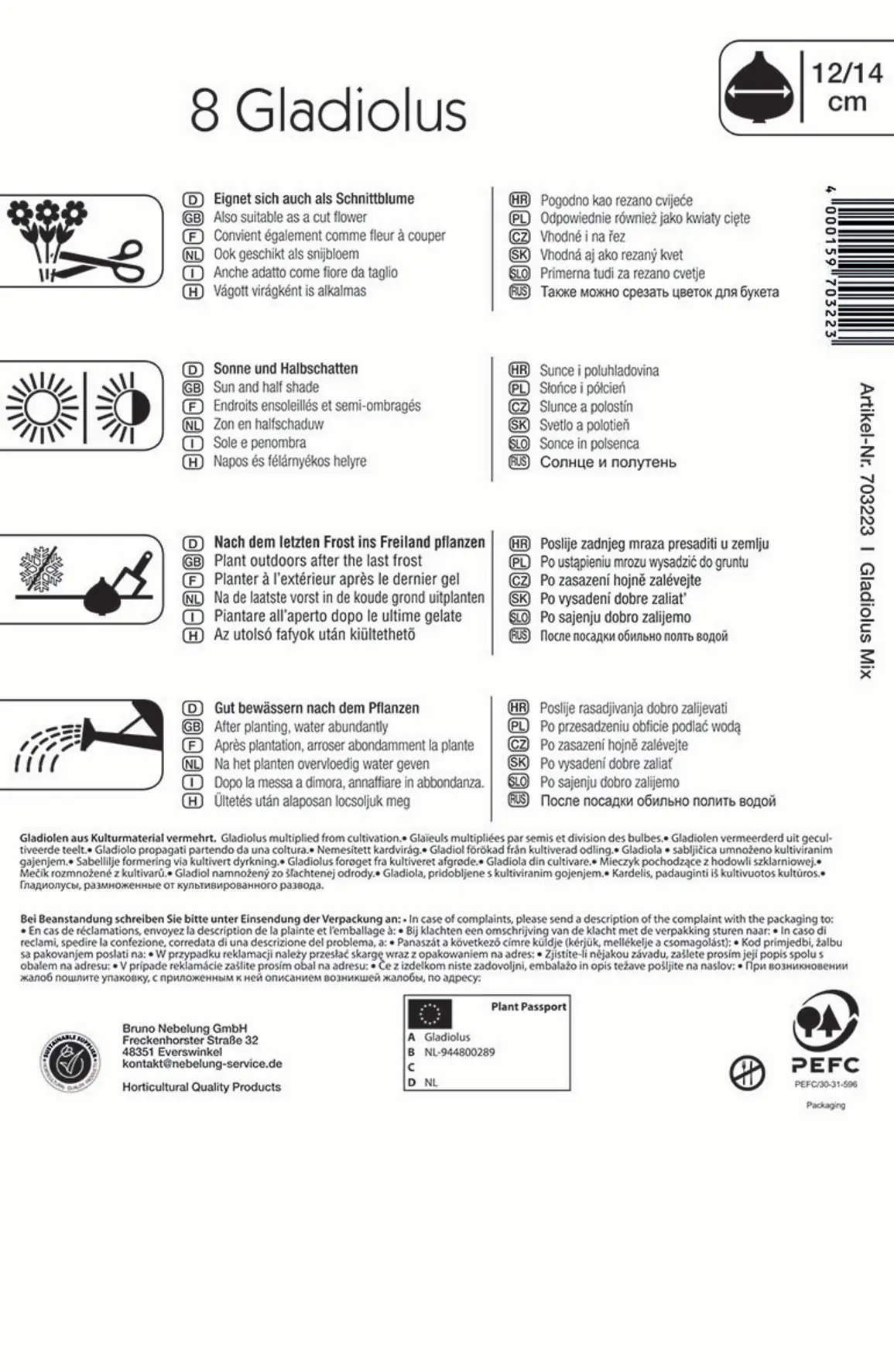 Kiepenkerl Großblumige Gladiole Holländische Mischung
