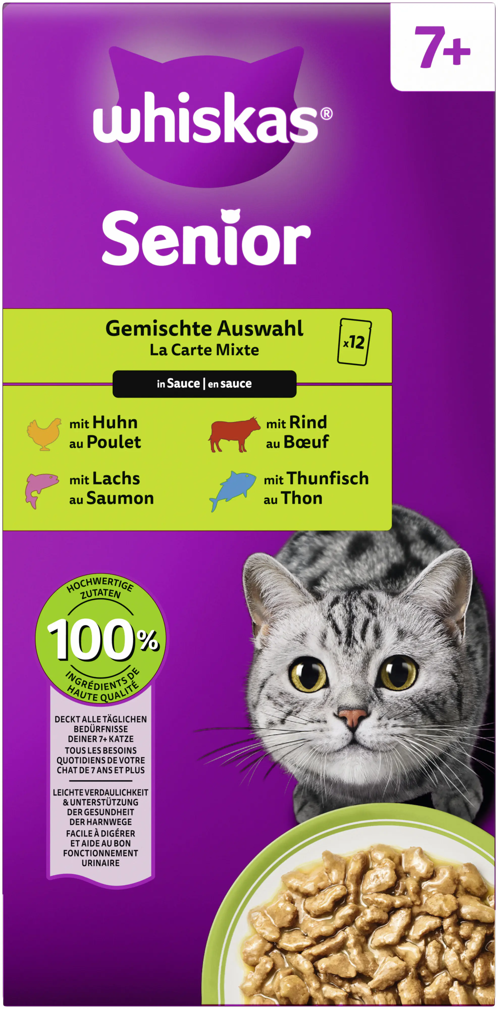 Whiskas Multipack Senior 7+ gemischte Auswahl in Sauce Katzenfutter 12 x 85 g