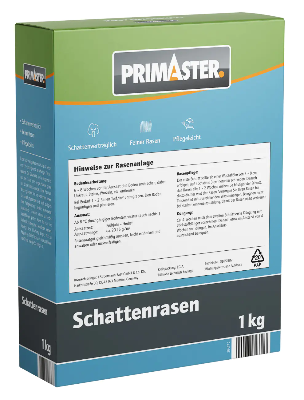 Primaster Schattenrasen 1 kg für ca. 50 m² Primaster Schattenrasen 1 kg für ca. 50 m²