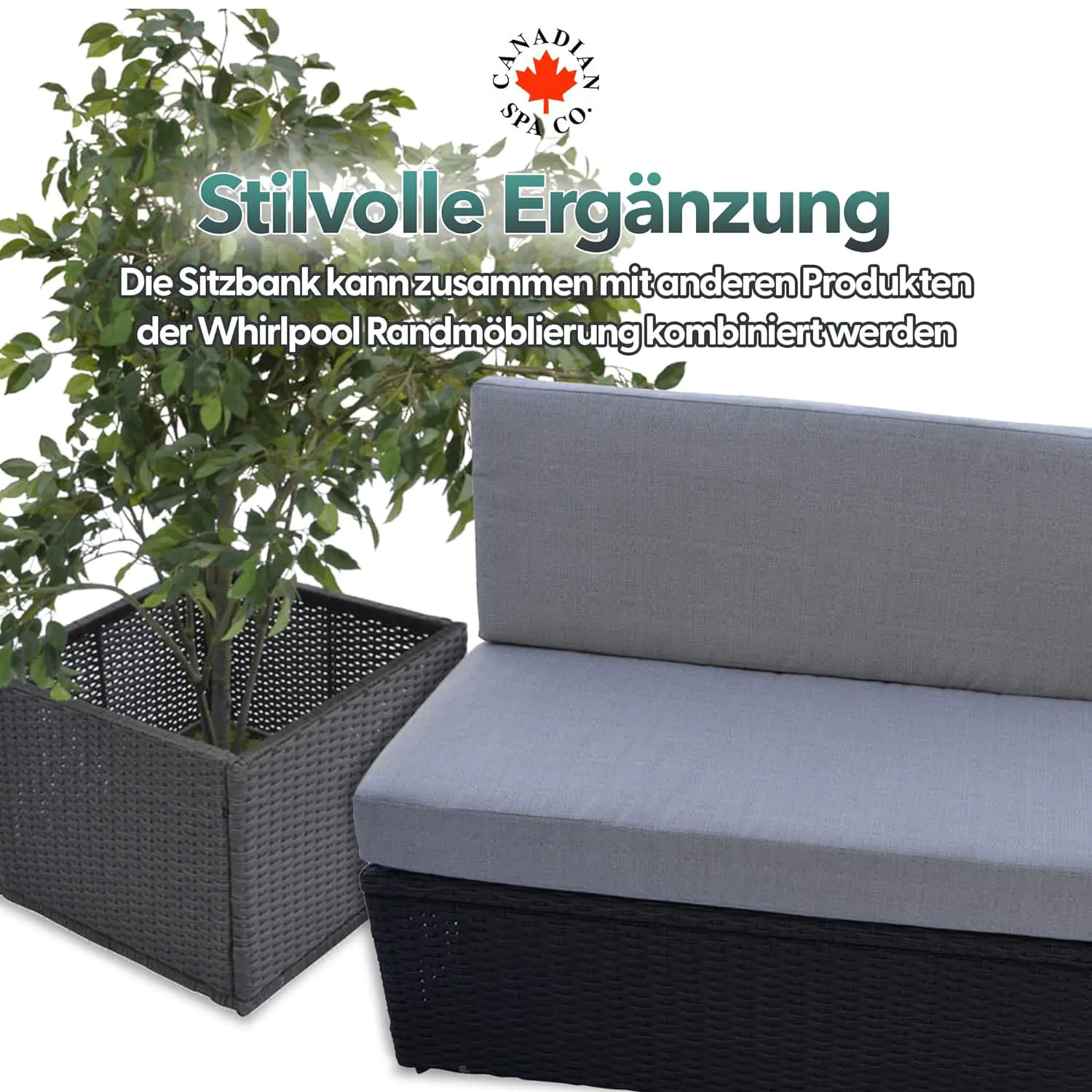 Canadian Spa Sitzbank mit Kissen - für quadratische Whirlpools dunkelbraun mit grauem Kissen Canadian Spa Sitzbank mit Kissen - für quadratische Whirlpools dunkelbraun mit grauem Kissen