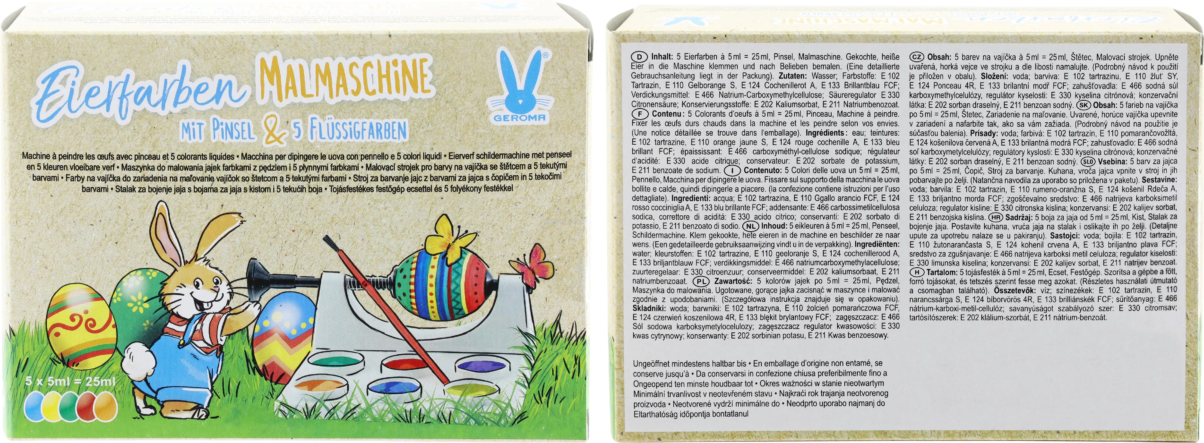 Eierfarben Malmaschine mit 5 flüssigen Farben und Pinsel