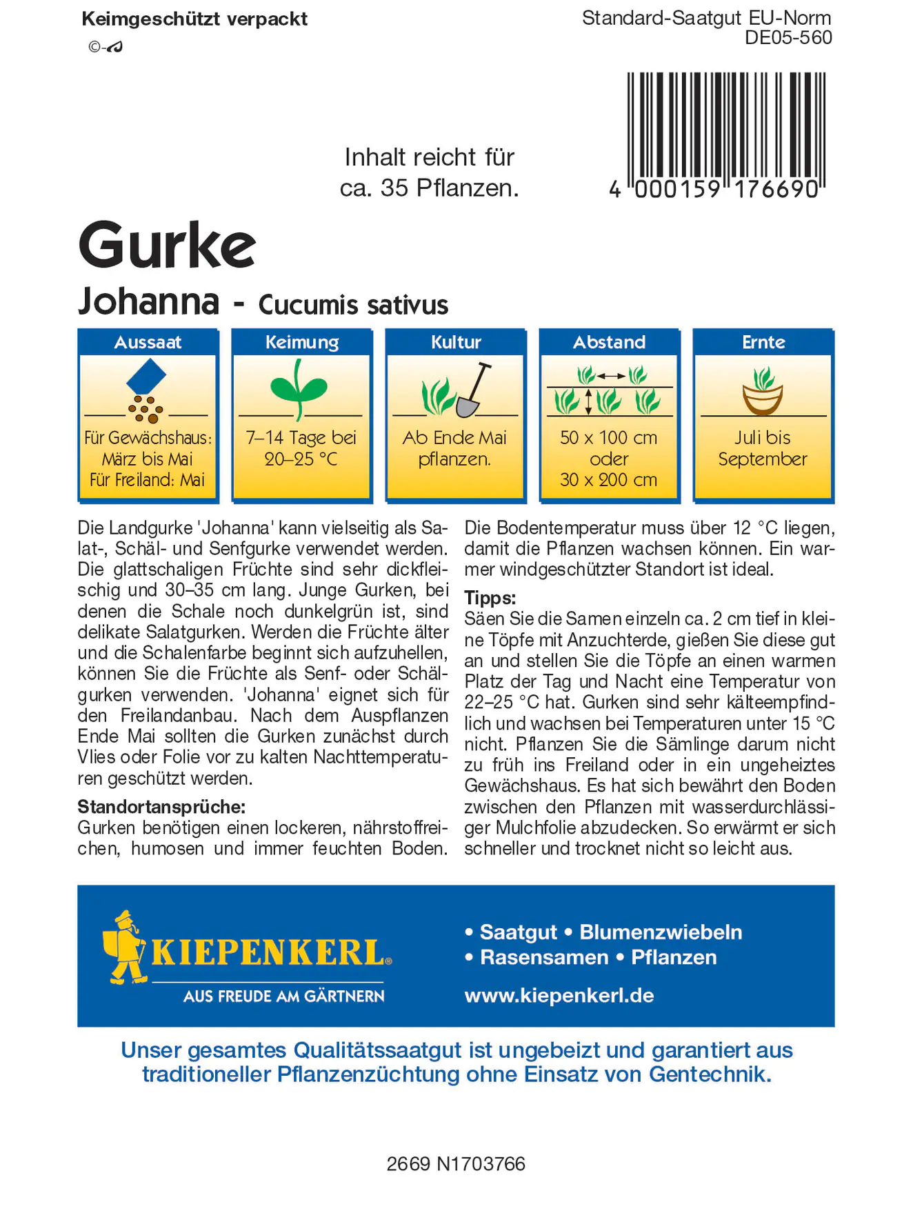 Kiepenkerl Salatgurke Johanna