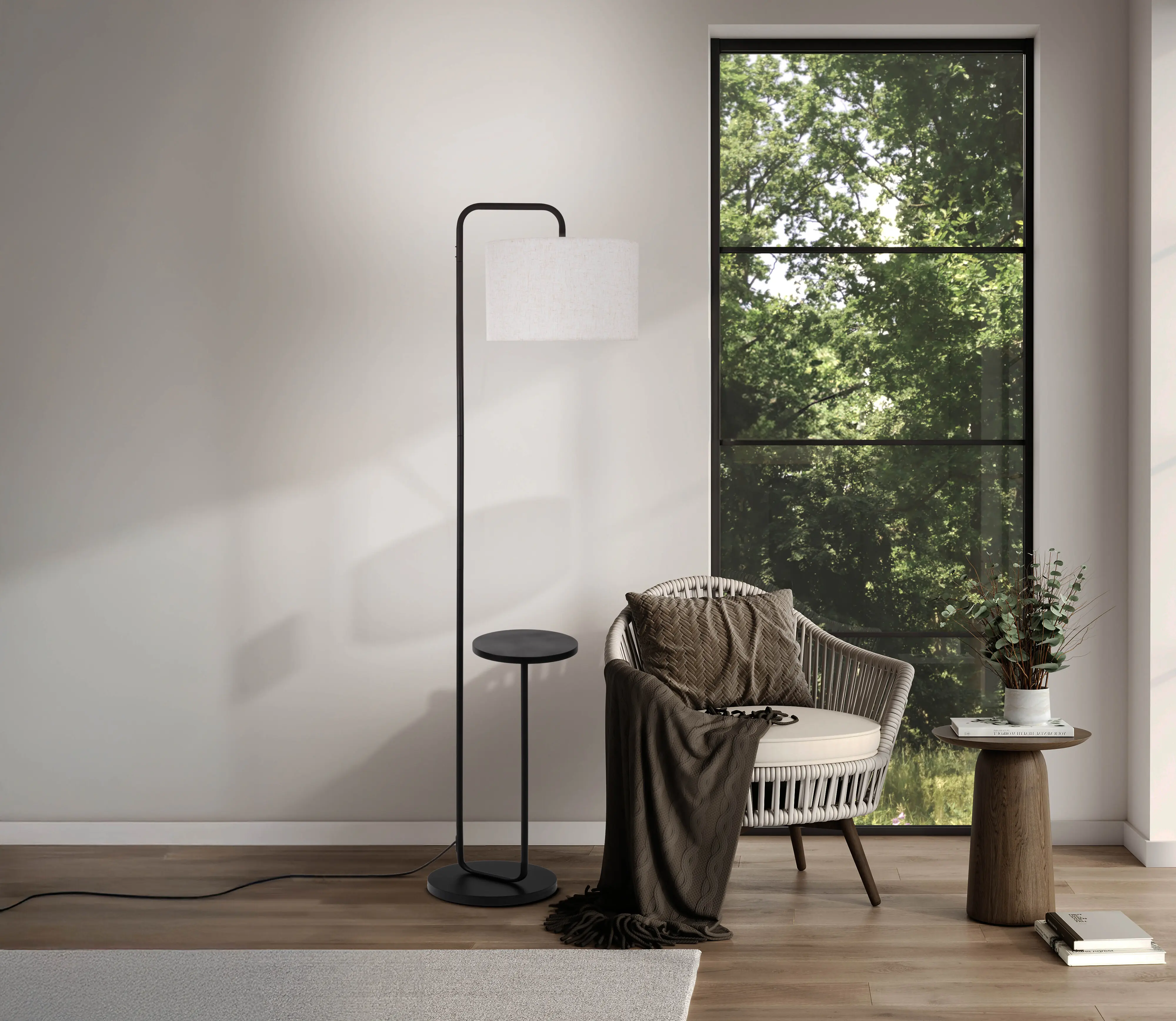 Light & More Stehleuchte Paris mit integriertem Tisch schwarz 164 cm