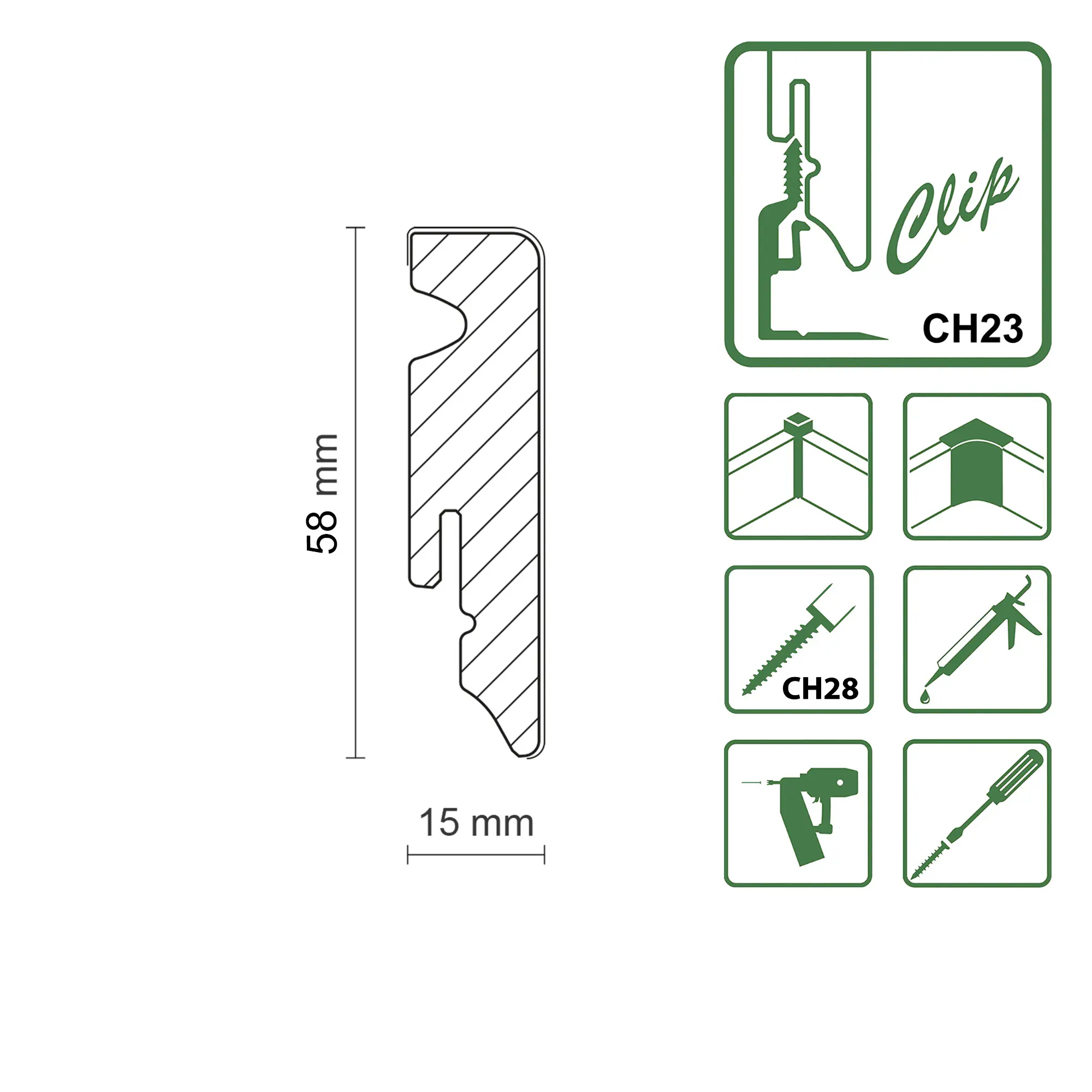 Neuhofer Fußleiste 240 cm x 58 x 15 mm anthrazit