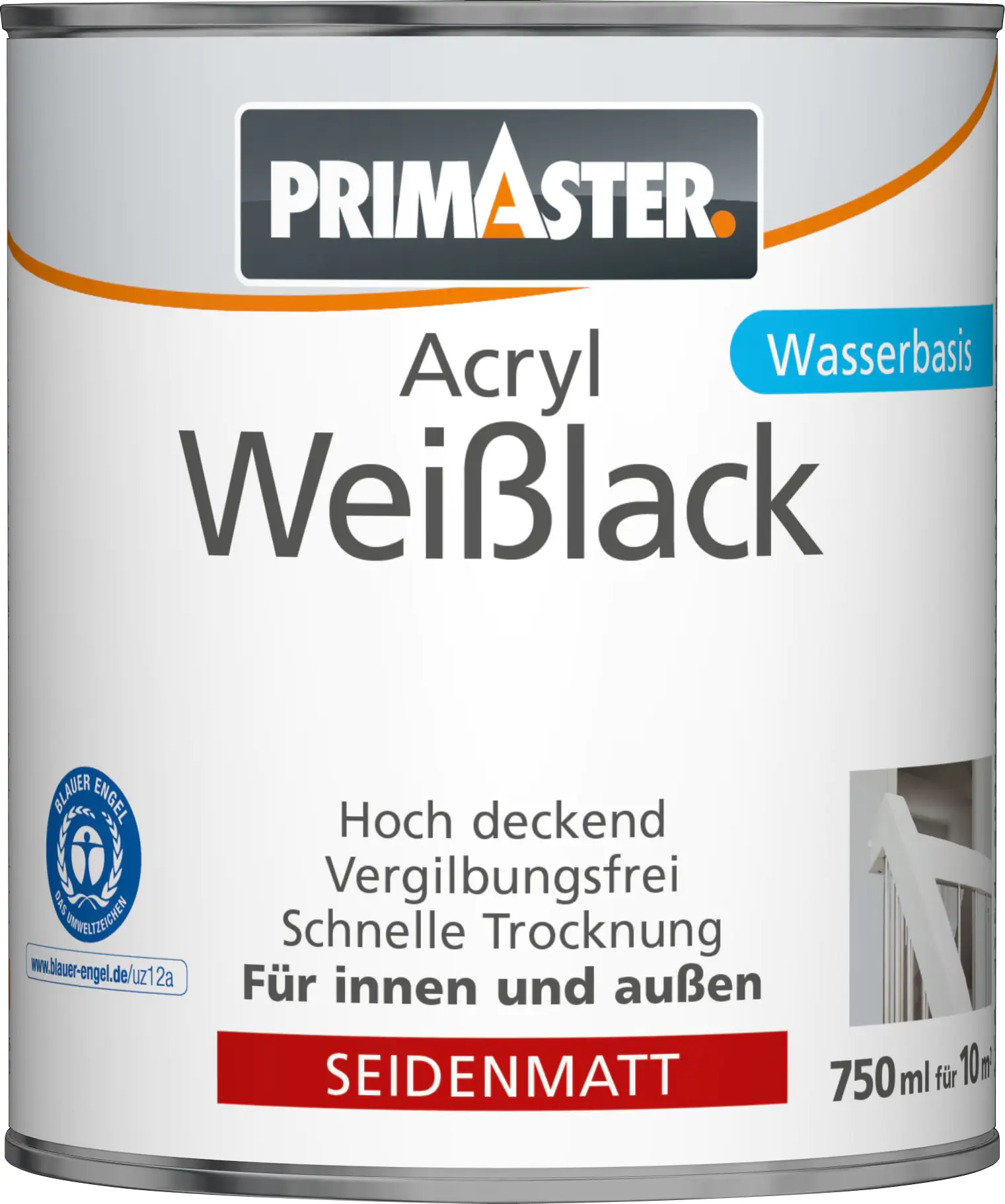Primaster Acryl Weißlack 750 ml seidenmatt