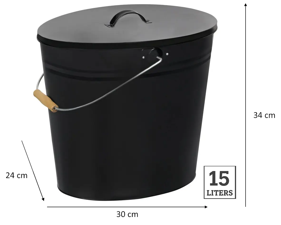 Ascheimer mit Deckel verzinkt, 15 L