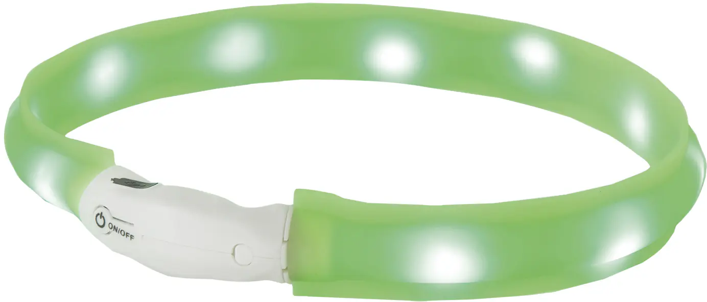Nobby LED Leuchthalsband Visible breit grün für Hunde mit längerem Fell