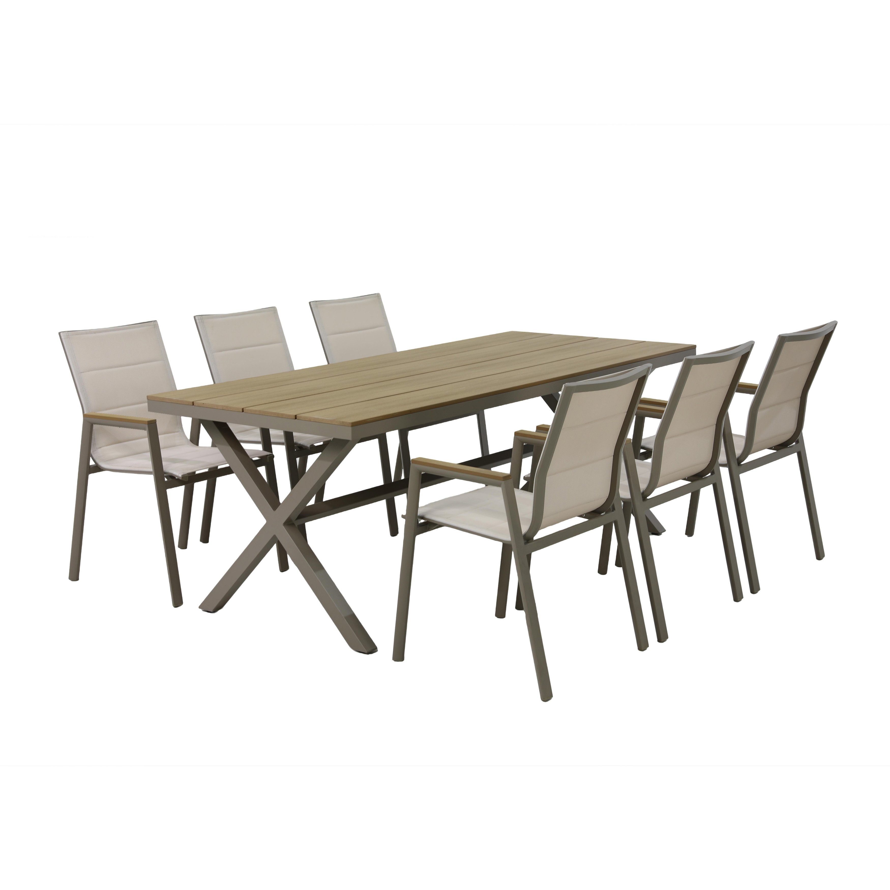 Primaster Garten-Essgruppe Milos 6 Personen Aluminium taupe/creme