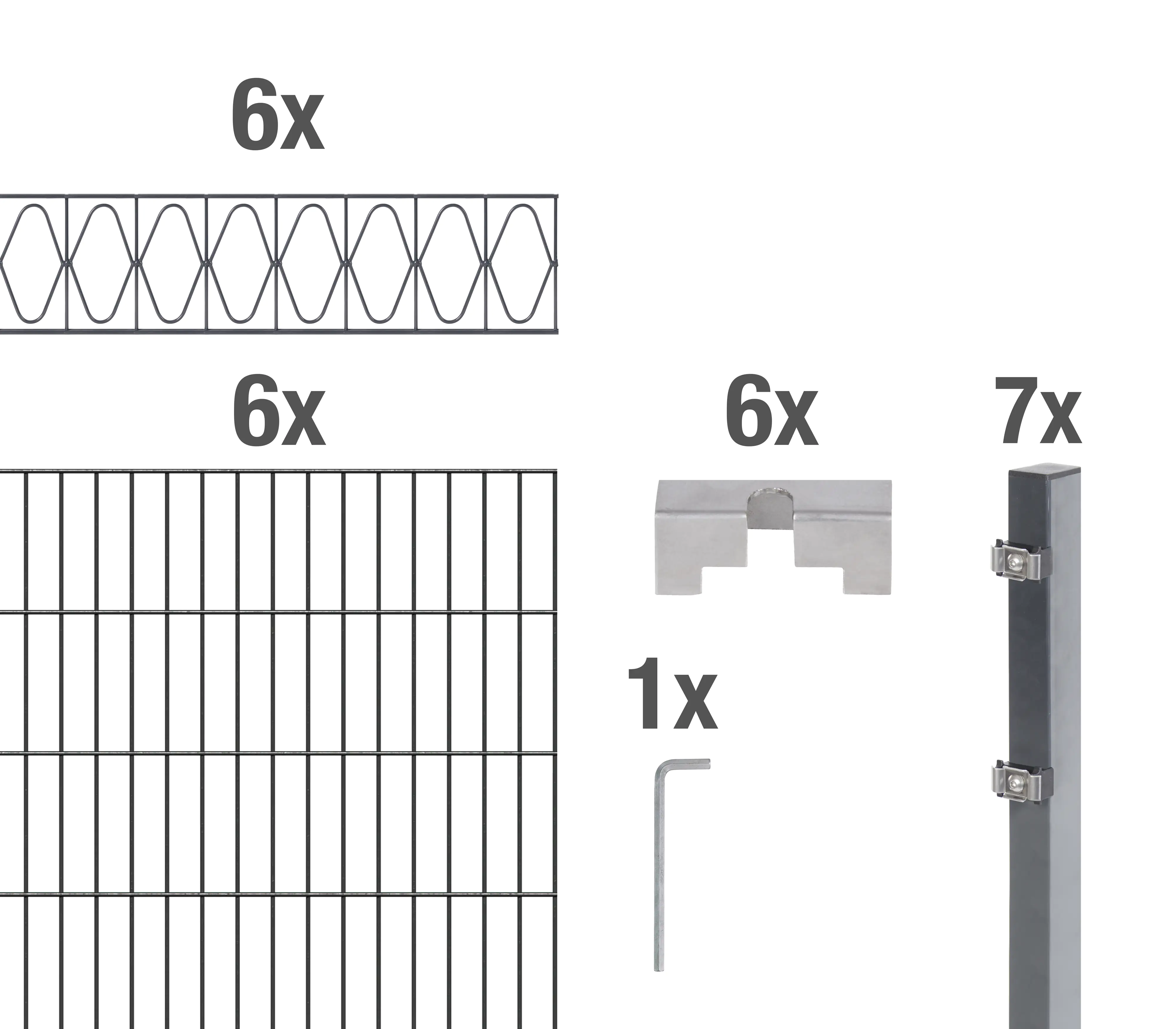 Alberts Doppelstabmatten-Grundset Eleganz 200 x 100 cm 12 m anthrazit