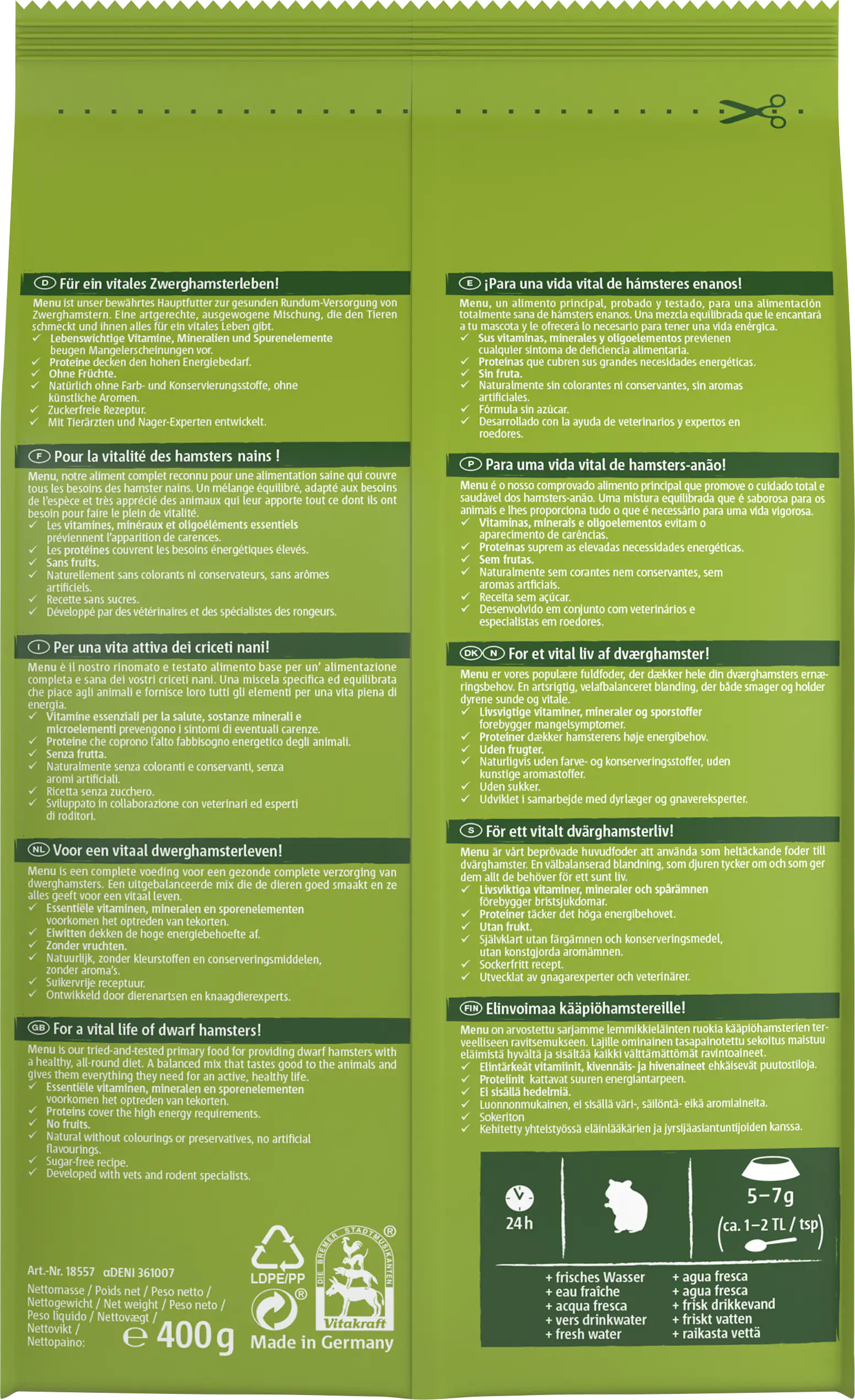 Vitakraft Menü Vital Zwerghamster 400 g