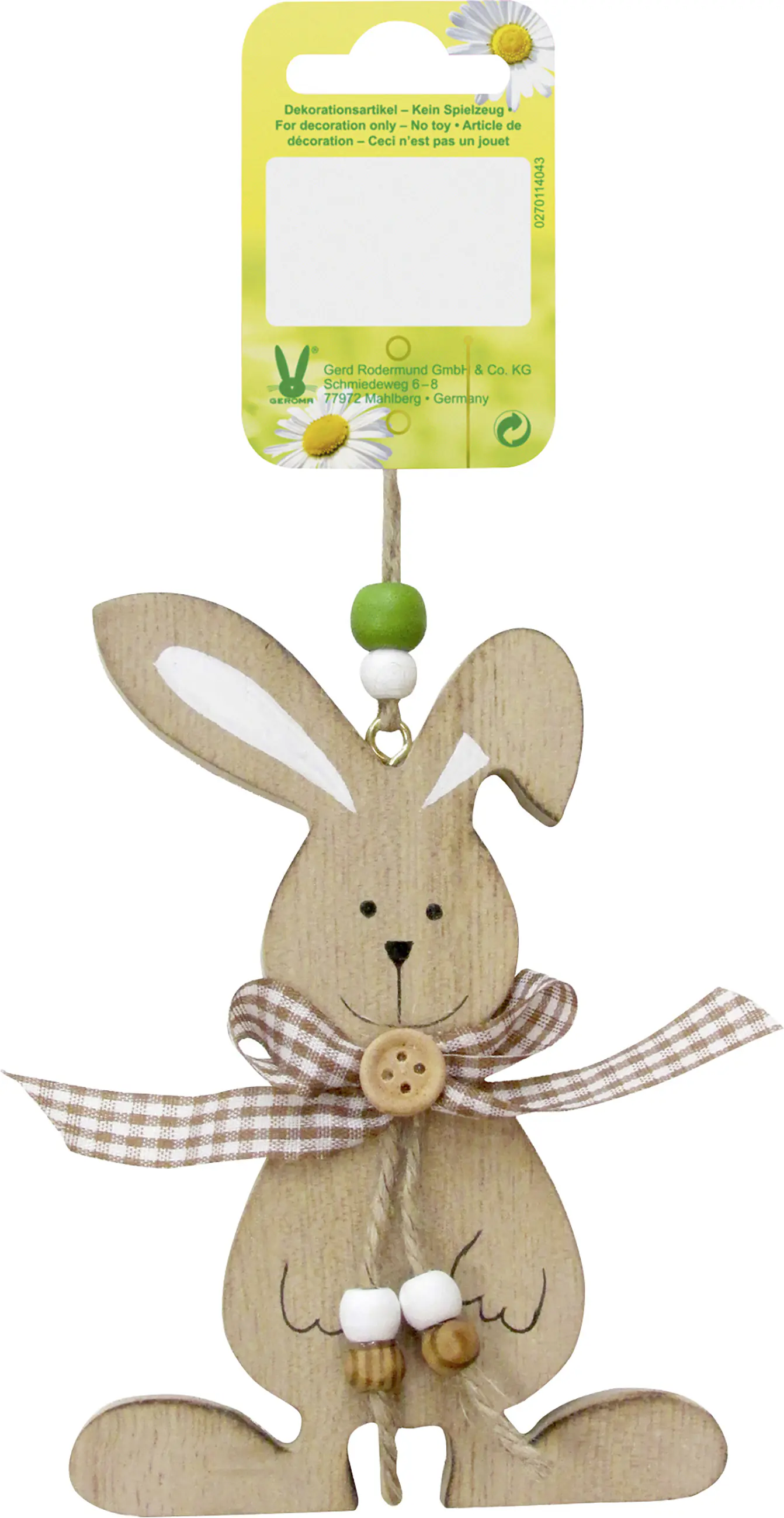 Dekohänger Osterhase Holz 12,5 x 9 cm braun