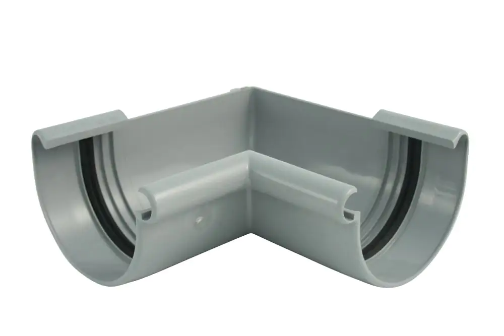 Marley Rinnenwinkel NW 100 mm, Innenecke, 90°, halbrund, grau Marley Rinnenwinkel NW 100 mm, Innenecke, 90°, halbrund, grau