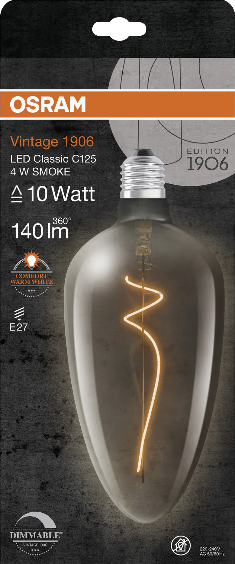 Osram LED Dekoleuchtmittel C125 E27 4 W warmweiß rauch