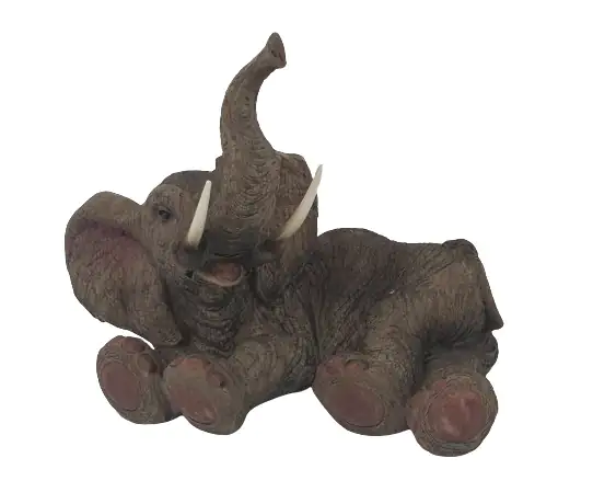 Dekofigur Elefant liegend 30 x 25 cm grau