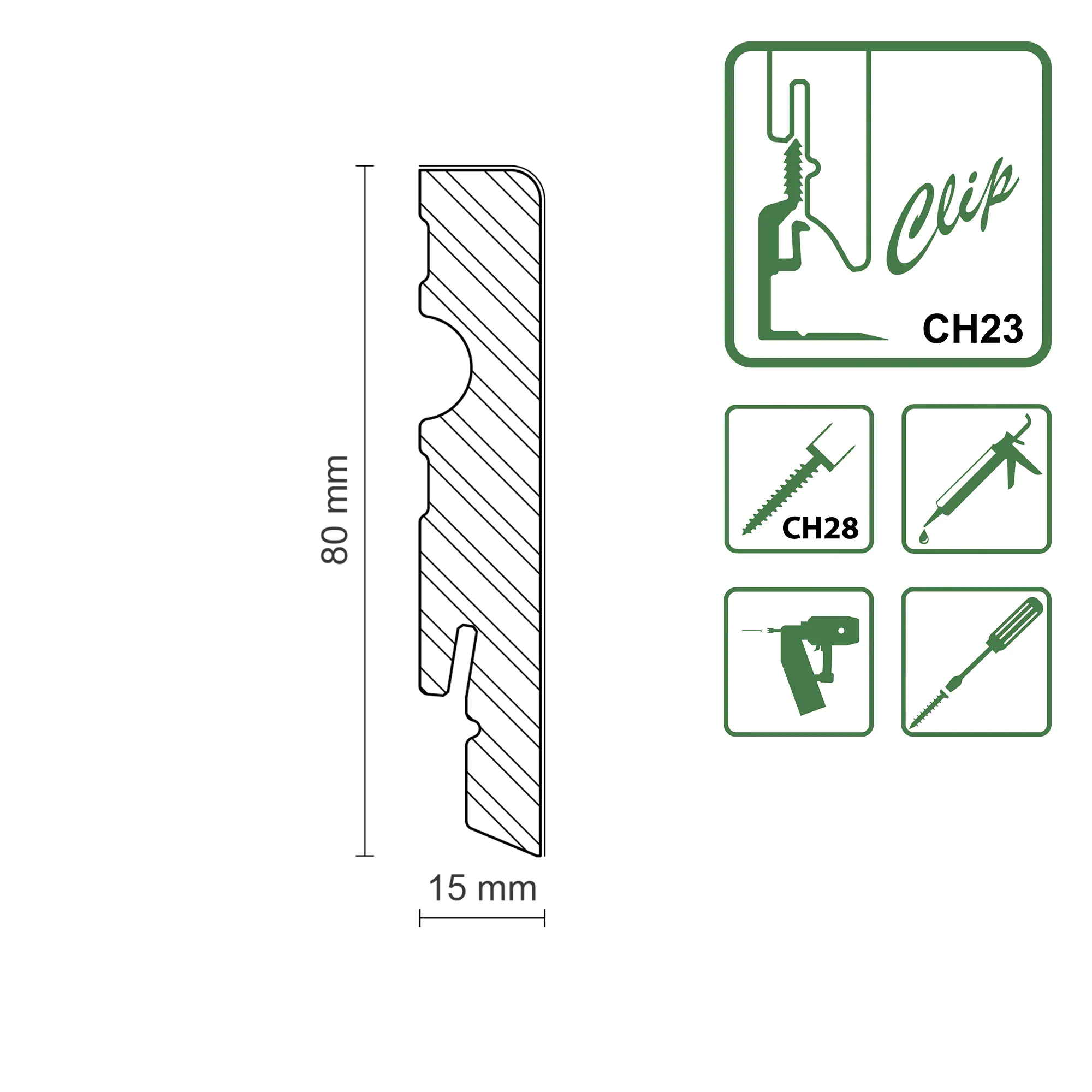 FN Neuhofer Sockelleiste Eckig 250 cm 80 x 15 mm Fichte oder Kiefer